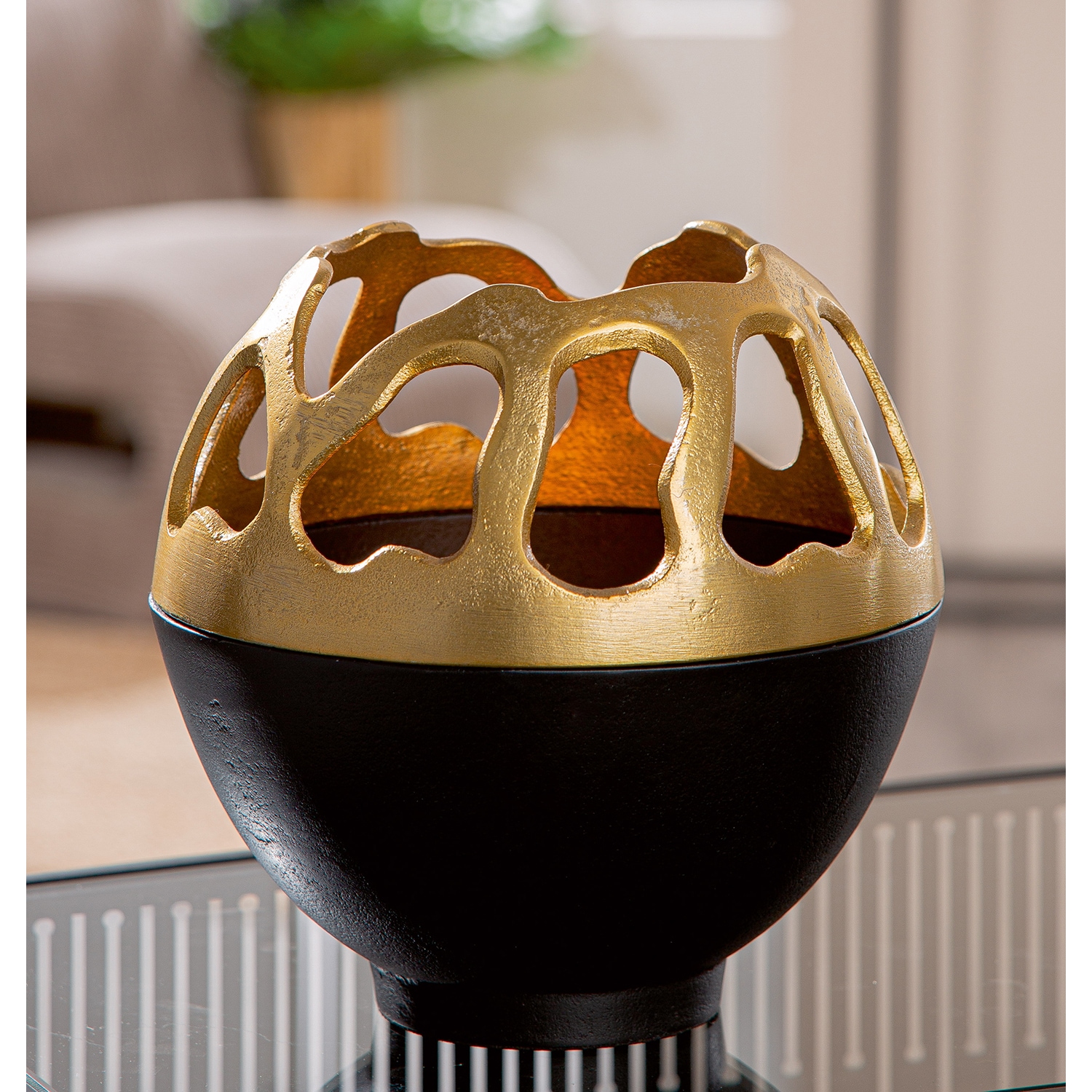 GILDE Windlicht »Windlicht Branca goldfarben; schwarz«