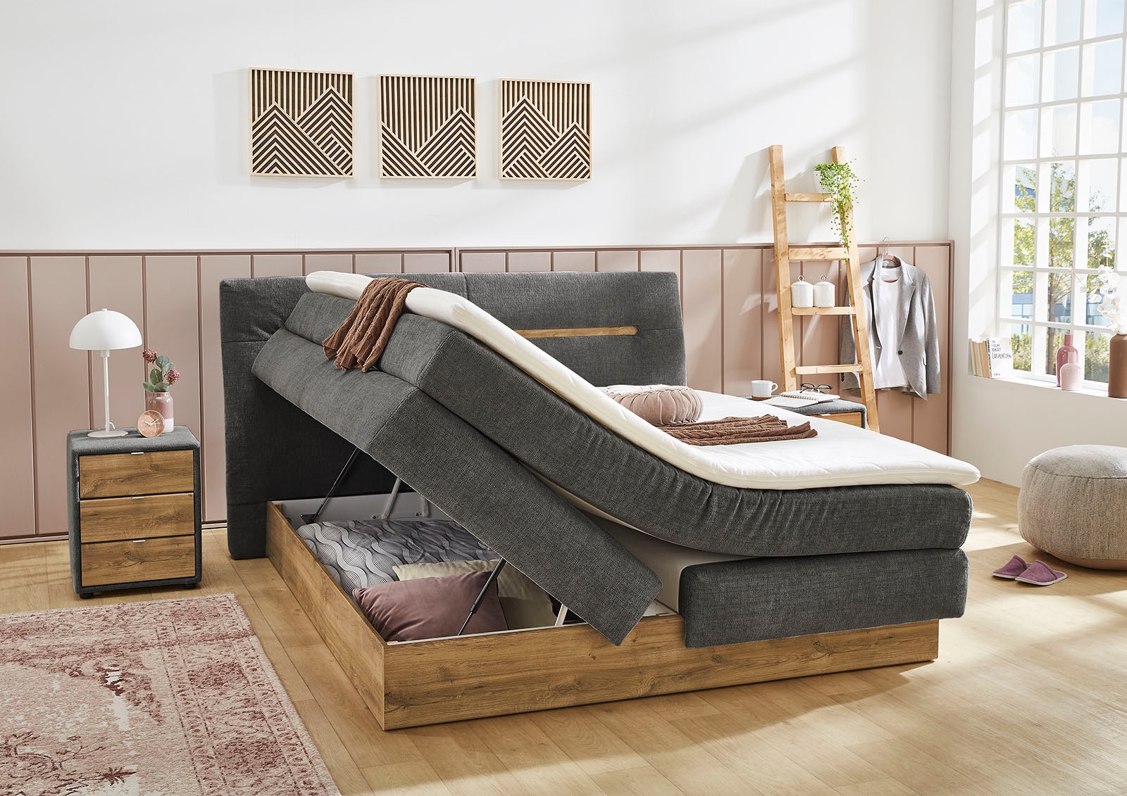 Jockenhöfer Gruppe Boxspringbett »Nika erhältlich in der Grösse 180x200cm« mit Bettkasten, 7-Zonen-Matratze, Topper, mehrere Härtegrade wählbar