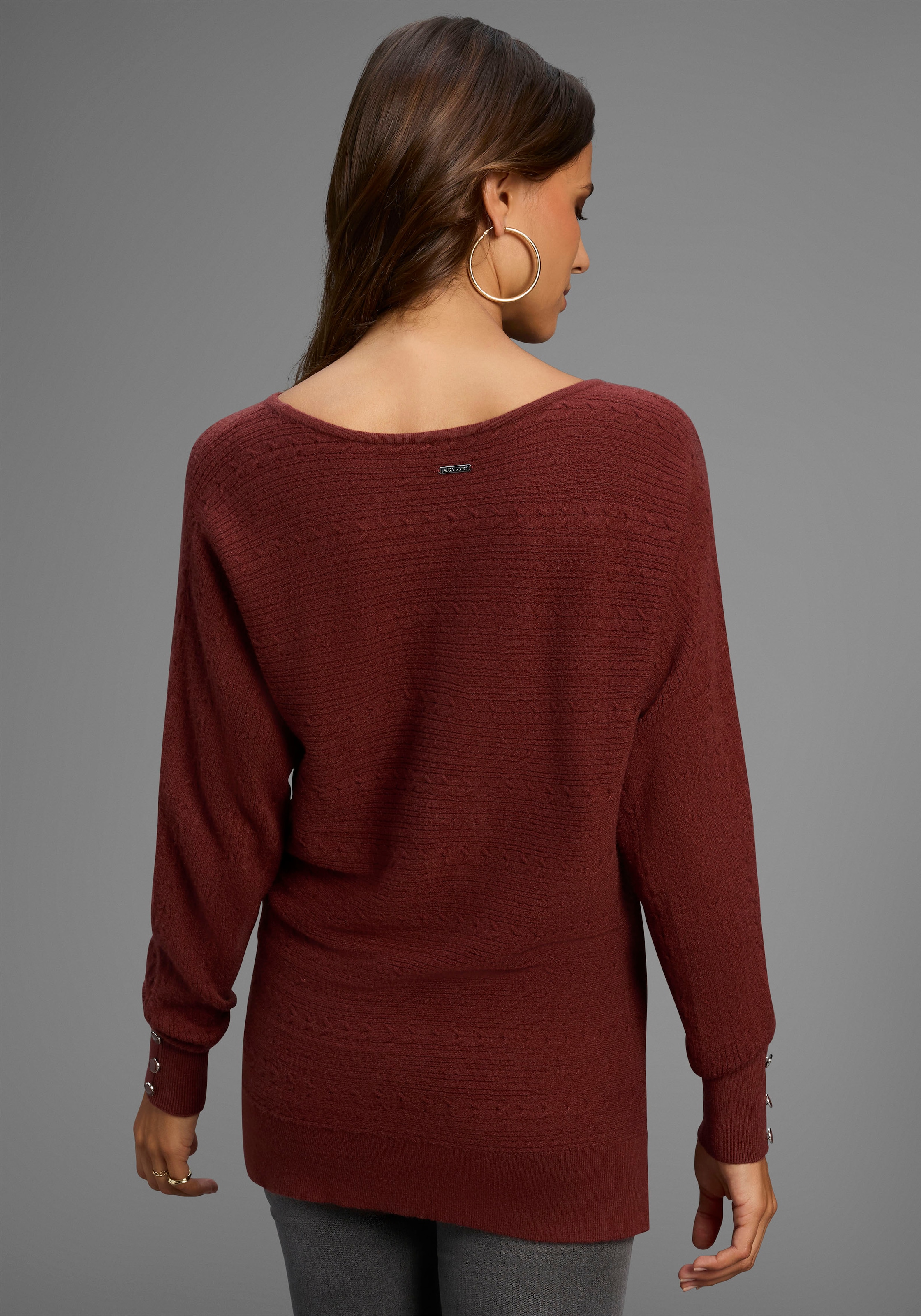 Laura Scott Pull chauve-souris kuscheliger Winterstrick mit Zopfstrickmuster - NEUE KOLLEKTION