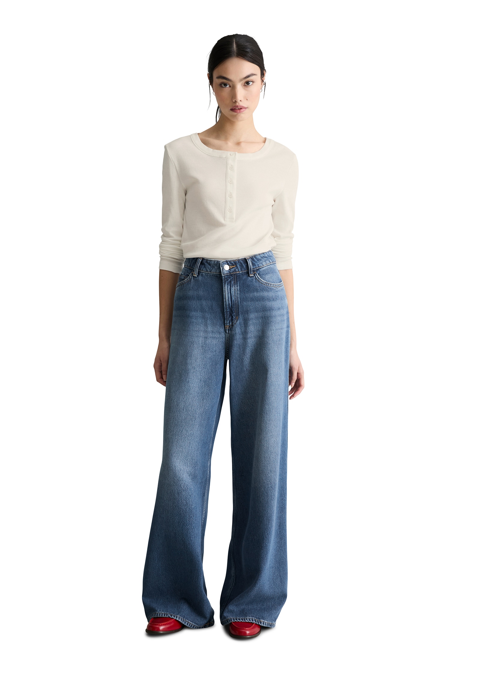 Marc O'Polo DENIM Jeans large Model Anjo wide aus fliessendem Lyocell-Mix, High Waist