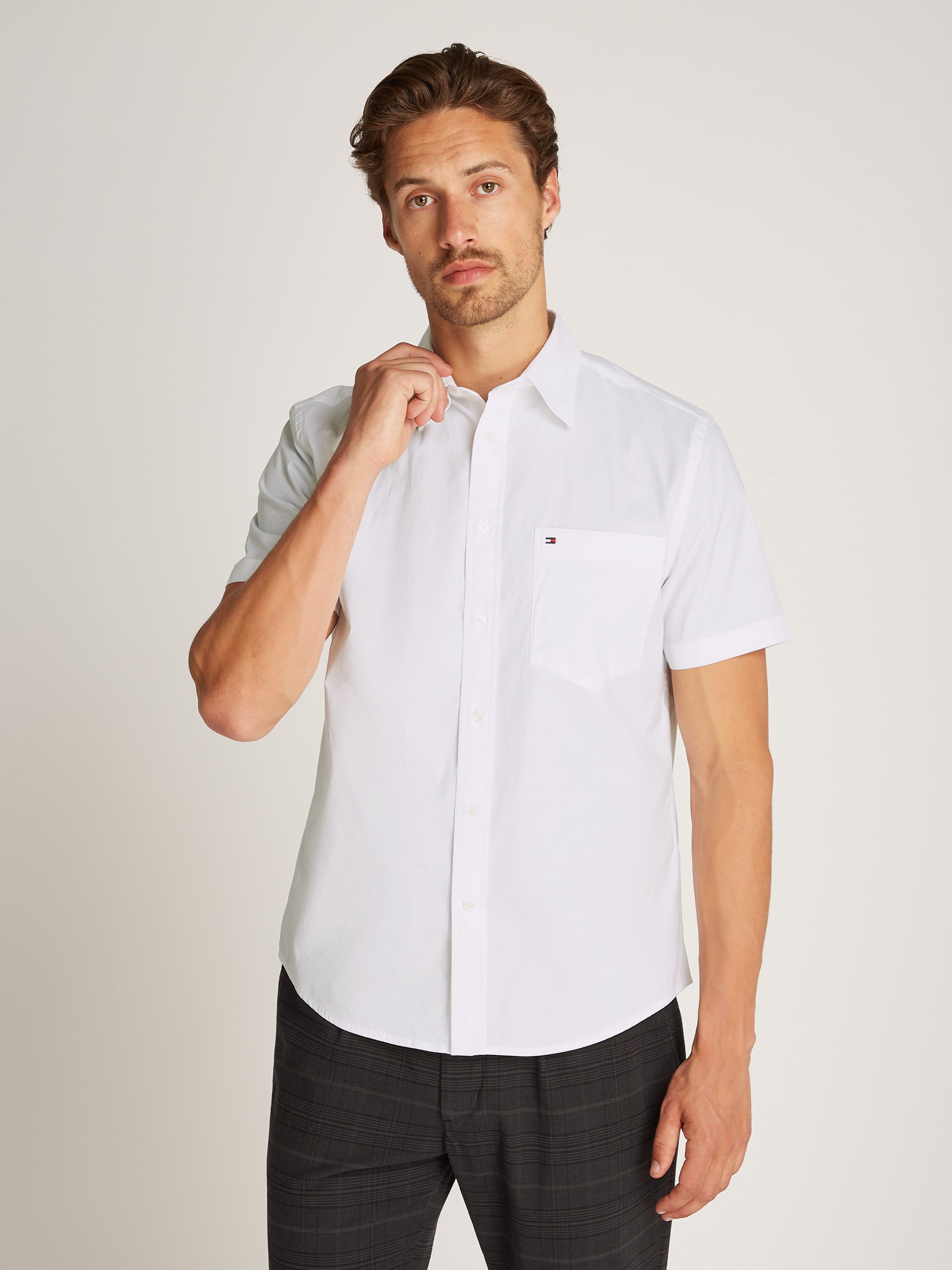 Tommy Hilfiger Kurzarmhemd »FLEX POPLIN SOLID S/S SHIRT«