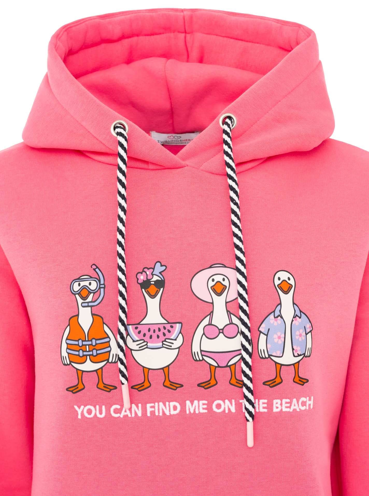 Zwillingsherz Hoodie »"Summer Ducks"«, motif mouette amusant, capuche avec cordon rayé, poche kangourou

