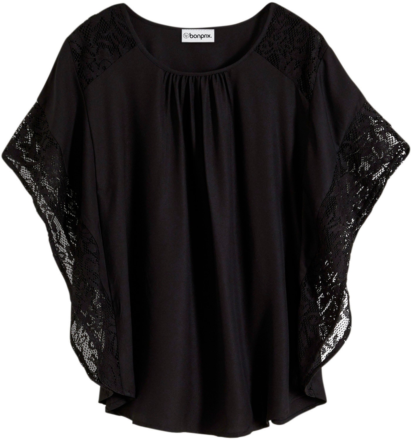 bonprix Langarmbluse figurumspielende Passform, aus Polyester, mit Applikationen