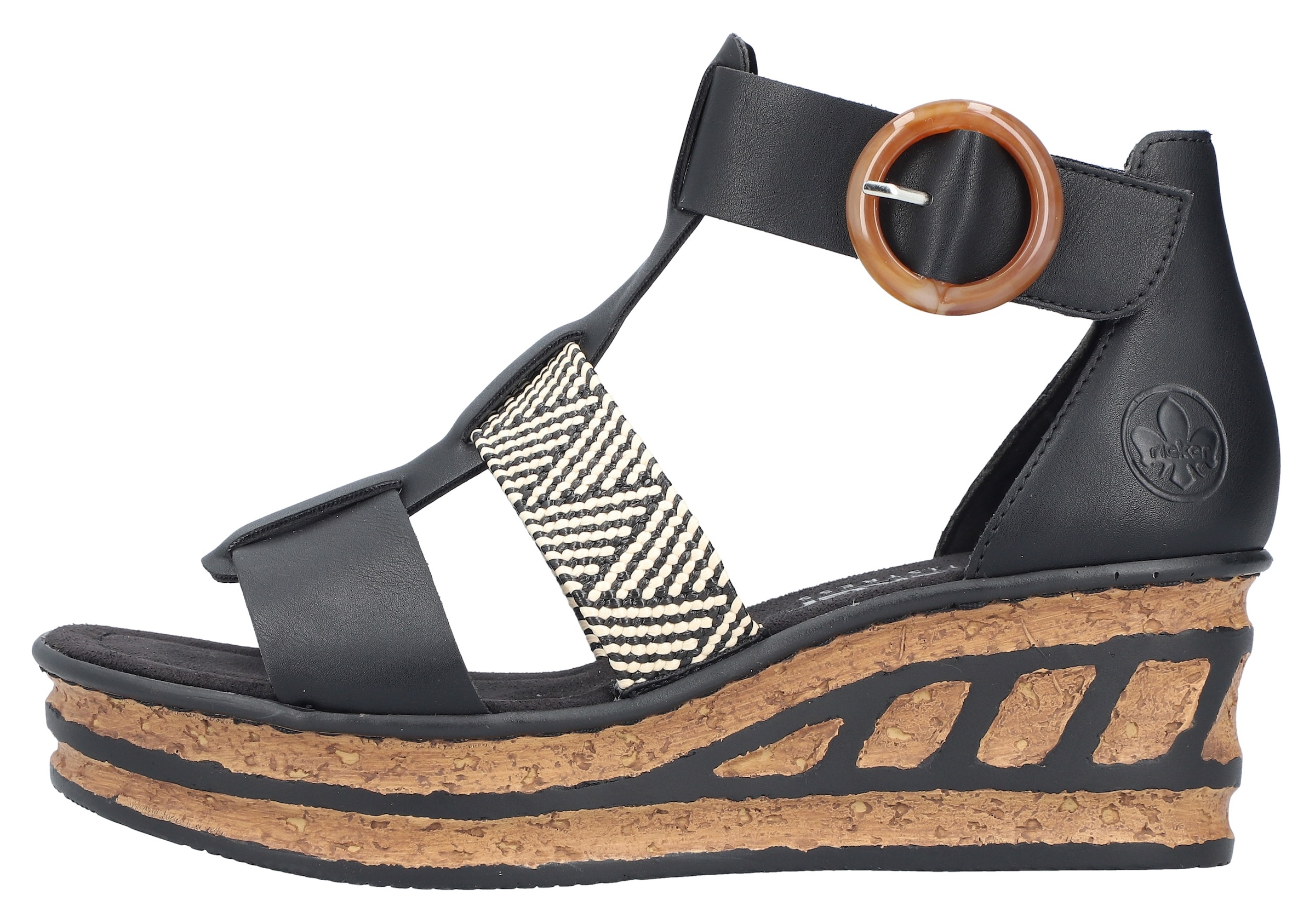 Rieker Sandales compensées  Sommerschuh, Plateausandalette, Sandale mit modischem 6 cm Keilabsatz