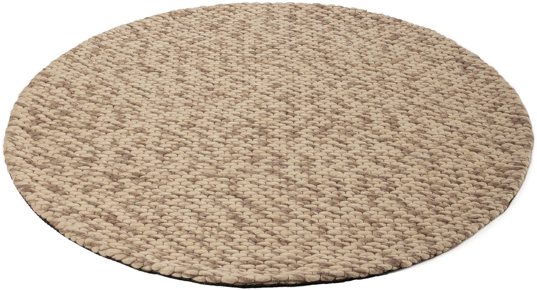 carpetfine Wollteppich »Sina«, rund, 14 mm Höhe, grobe Struktur, Zeitloses Design, reine Wolle, Wohnzimmer