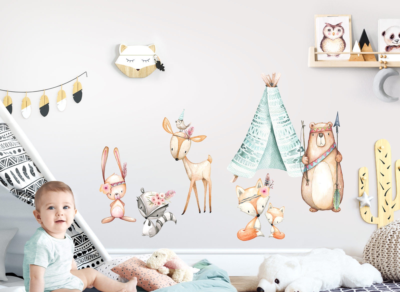 Image of little DECO Wandtattoo »Little Deco Wandtattoo Waldtiere & Bär mit Pfeil und Bogen« bei Ackermann Versand Schweiz