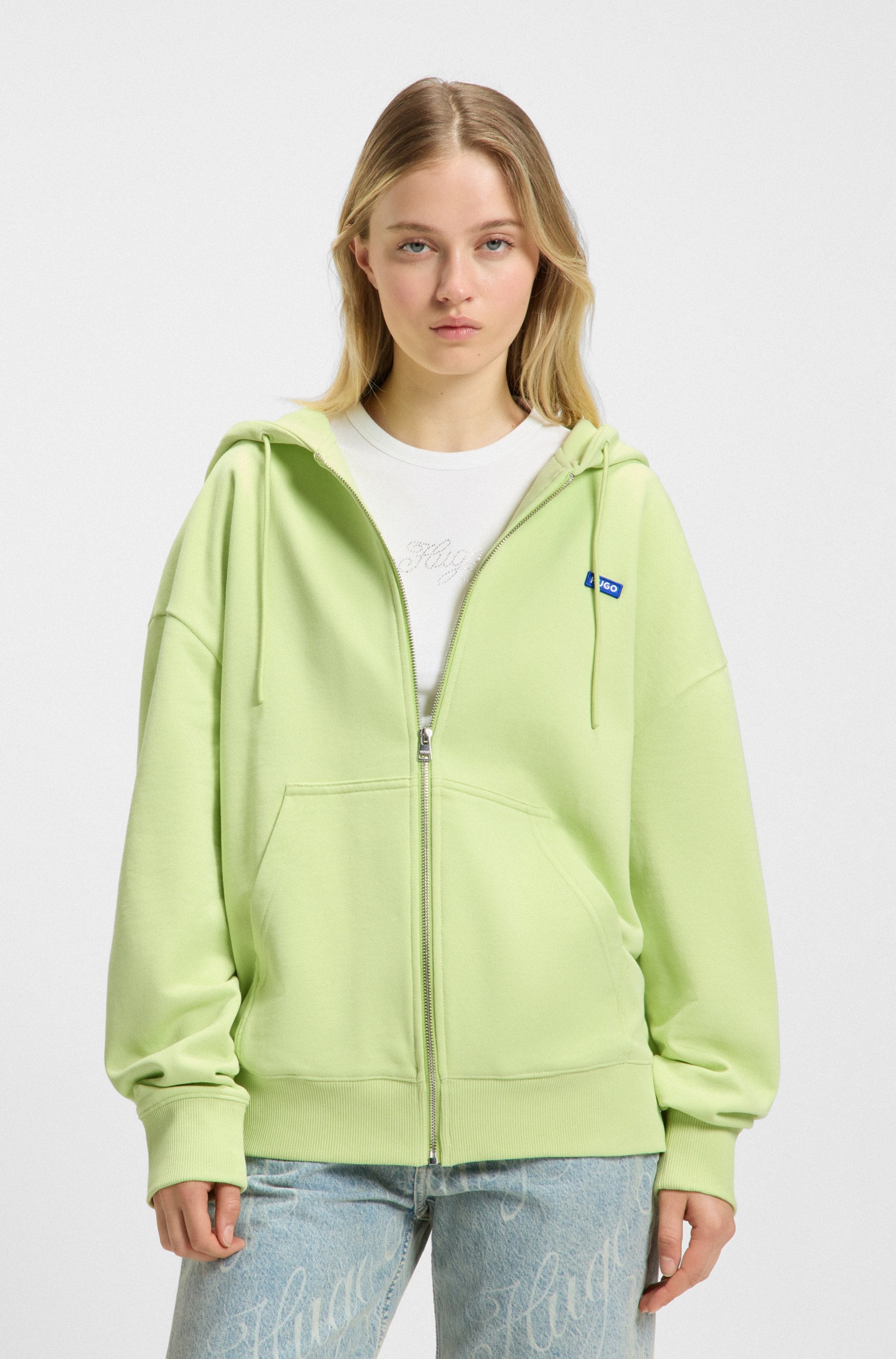Image of HUGO Sweatjacke "Doa" mit Kapuze, Logo-Badge