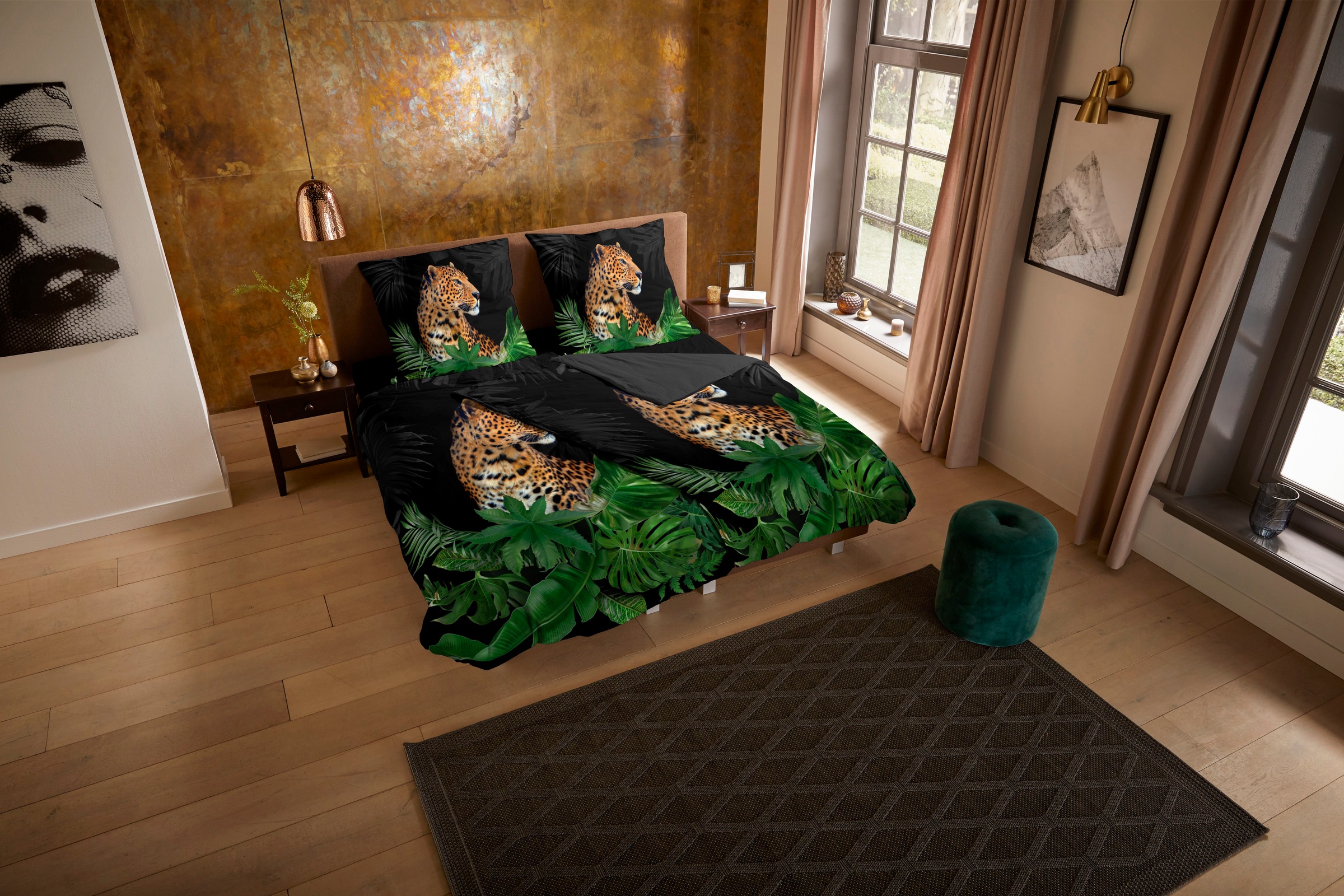 PURE luxury collection Wendebettwäsche »Mala«, Mikrofaser, 135x200, Pflegeleicht, Reissverschluss, Wendeoptik, Leopard