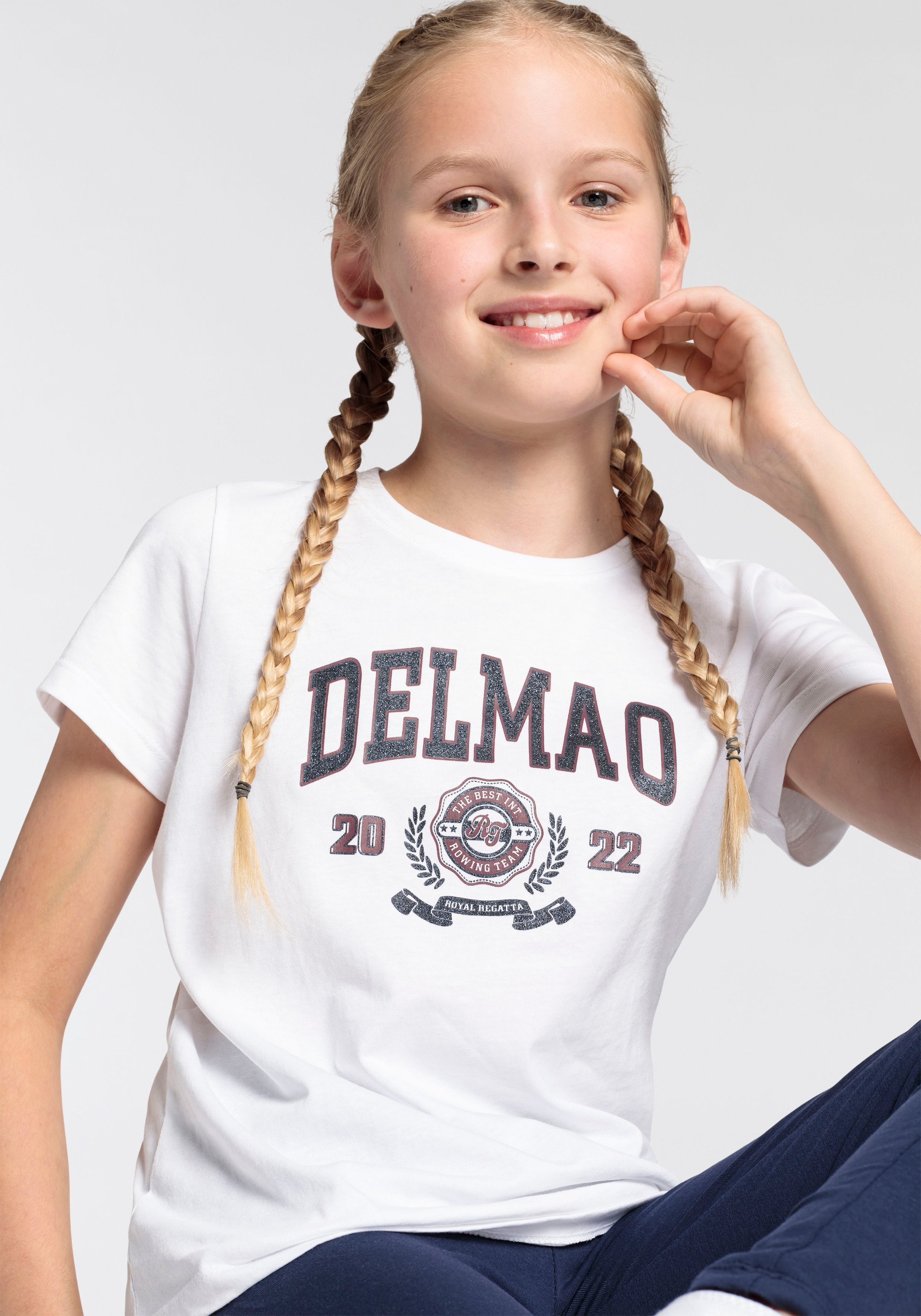 DELMAO T-Shirt »für Mädchen«, mit grossem Delmao-Glitzer-Print