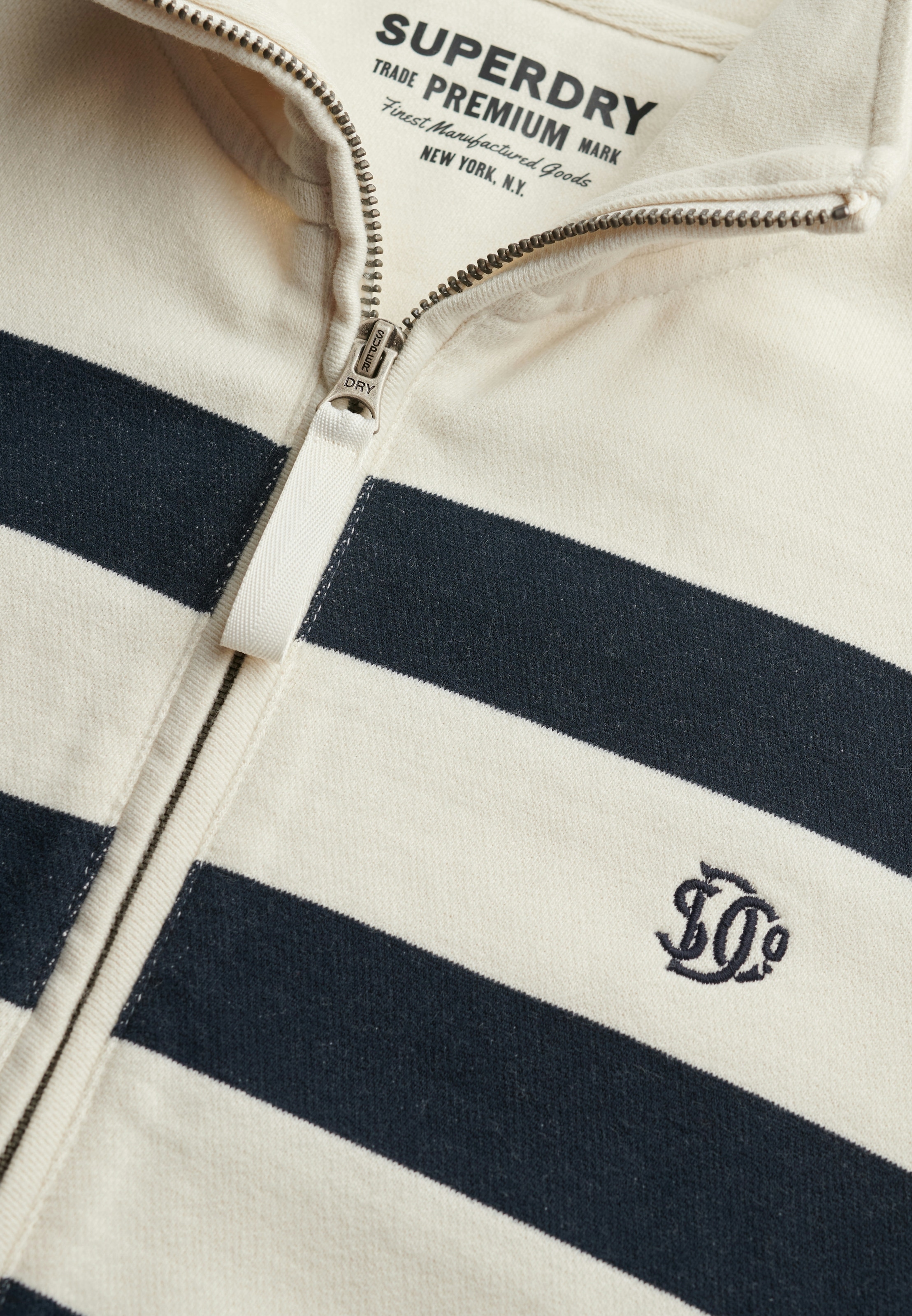 Superdry Sweatshirt »STUDIOS STRIPE HALF ZIP«, mit hochschliessendem Kragen, aus Baumwolle und Sweatware, Relaxed Fit
