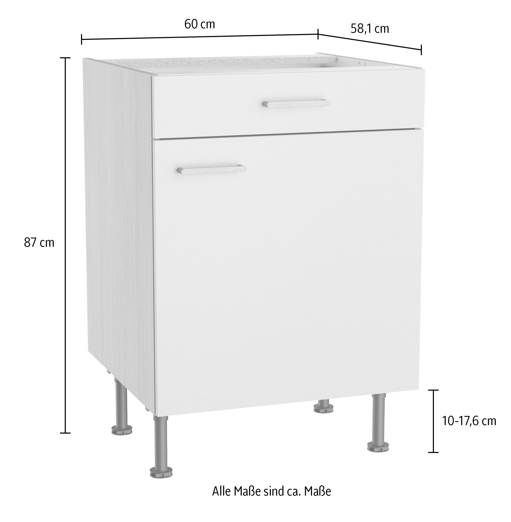 KOCHSTATION Armoire basse »KS-Lucy« Breite 60 cm, höhenverstellbare Füsse, Soft-Close