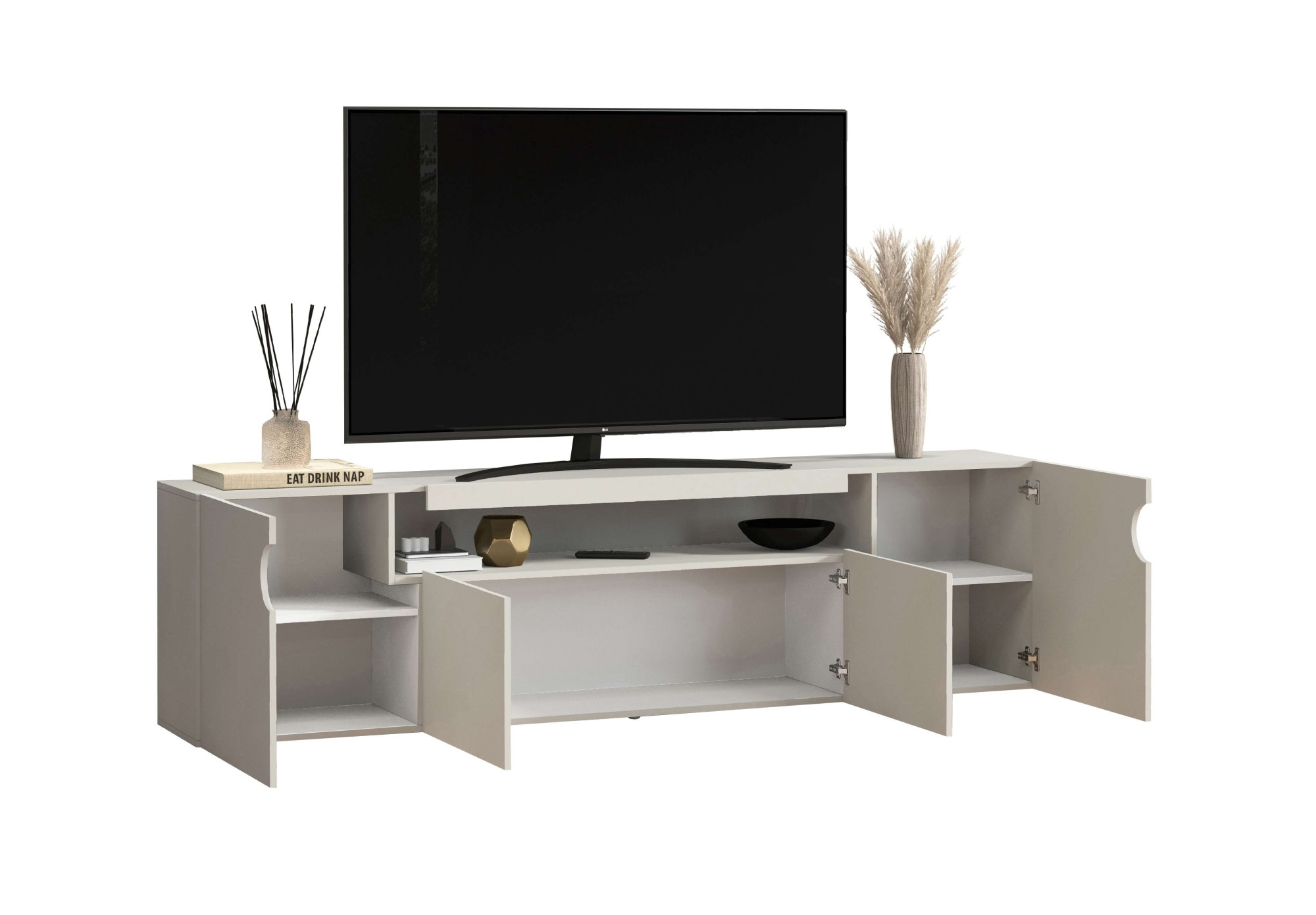 GOODproduct Table basse »REAL,Lowboard,TV-Kommode,TV-Möbel,TV-Bank« 1 cuis tlg. Avec 4 portes, dont 2 arrondies formant une niche ovale ouverte