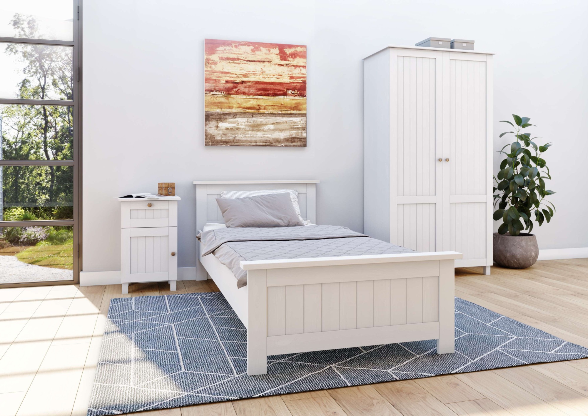 Image of GOODproduct Massivholzbett "Juventus, Bett, Massivholzbett, Holzbett, Bettrahmen" Breite/Belastbarkeit 140cm/180 KG, Breite 90 cm, aus massiver Kiefer, FSC-zertifiziert