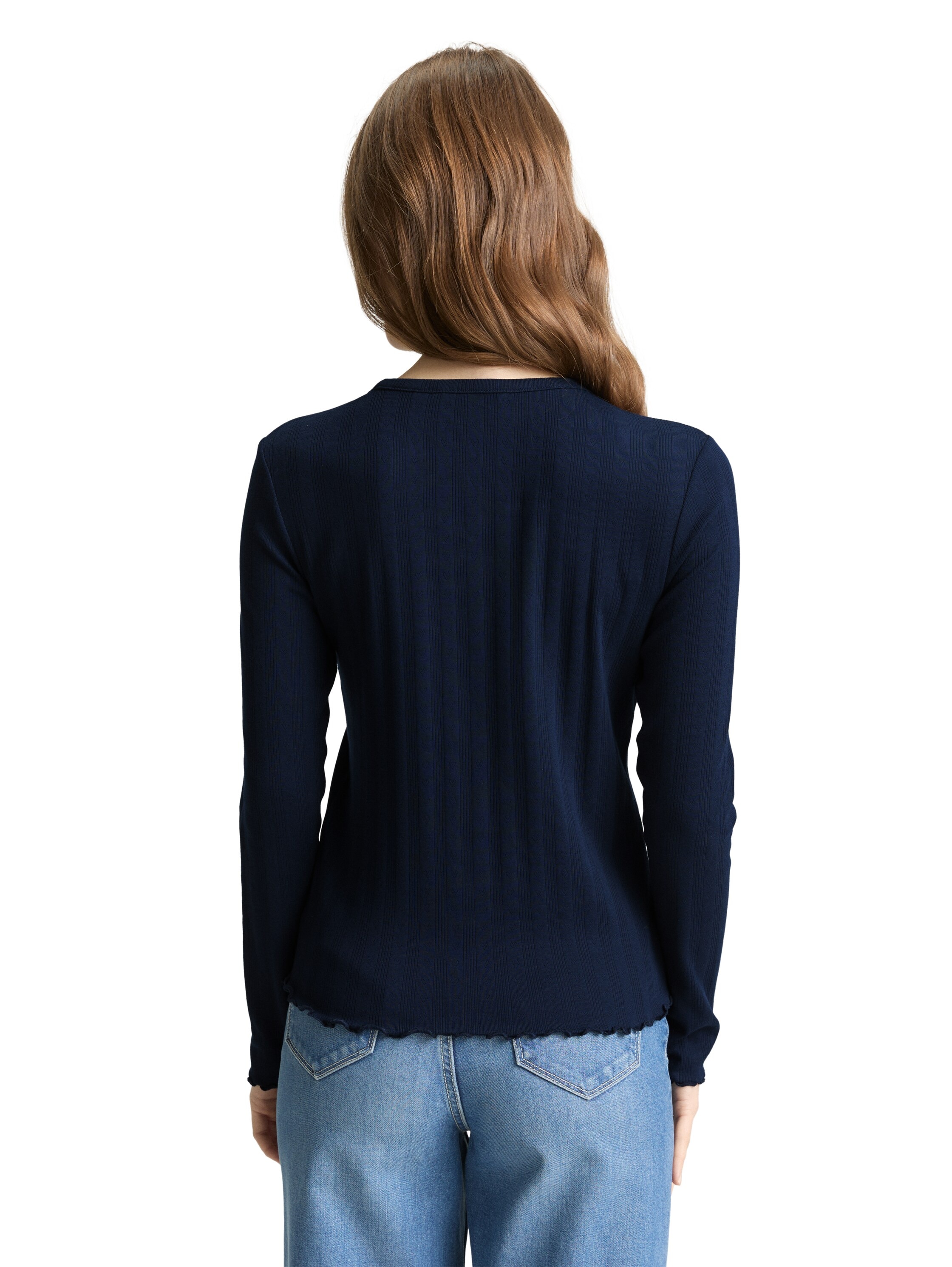 TOM TAILOR Denim T-shirt à manches longues mit gewelltem Abschluss