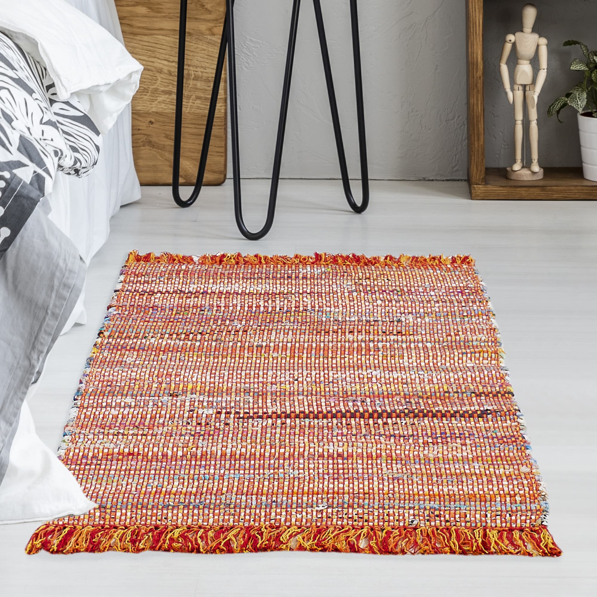 Andiamo Tapis »Frida« Rectangulaire 8 mm Höhe Handweb Teppich, Fleckerl, reine Baumwolle, handgewebt, mit Fransen