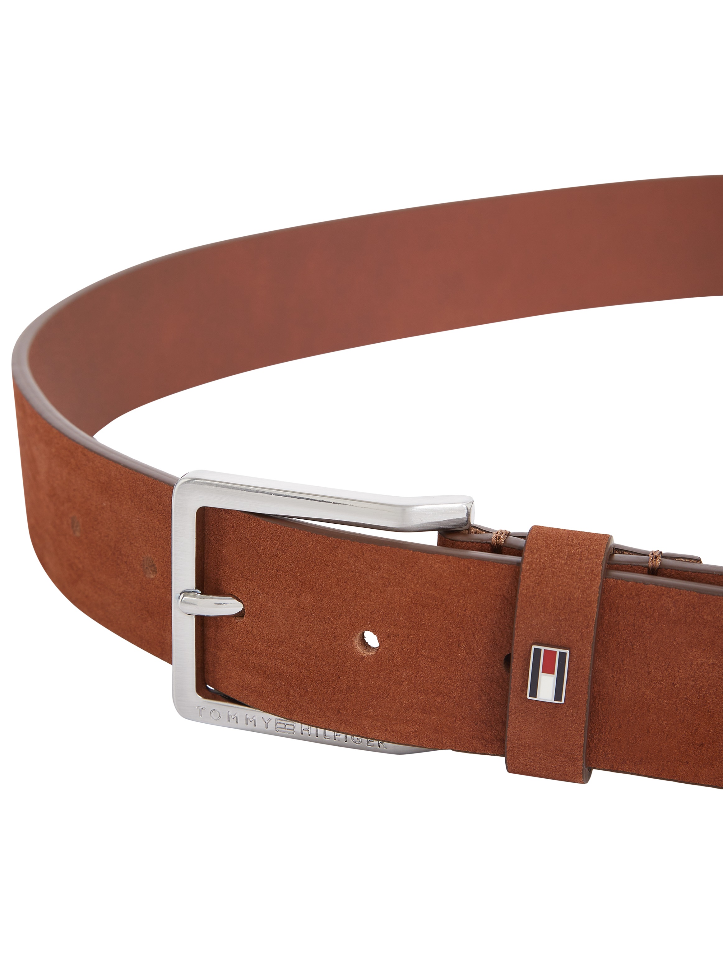 Tommy Hilfiger Ledergürtel »OLIVER NUBUCK 3.5«, Metallpatch, Einfachdornschliesse