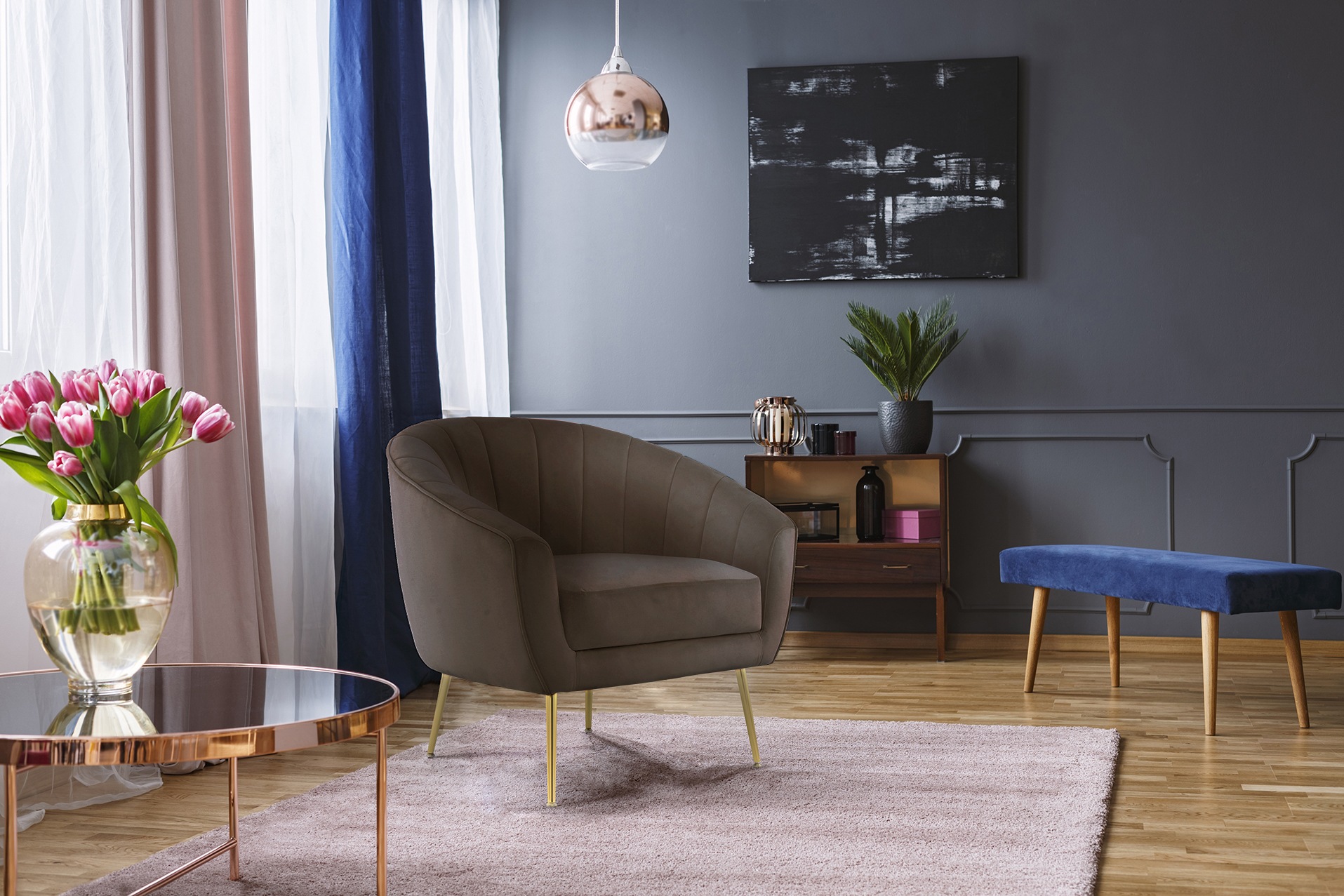 Kayoom Sessel »Sofa Doreen 125, komfortabler Sessel, einfarbige Gestaltung«, (1 St.), modern, platzsparend, pflegeleicht, samtweicher Bezug aus Stoff