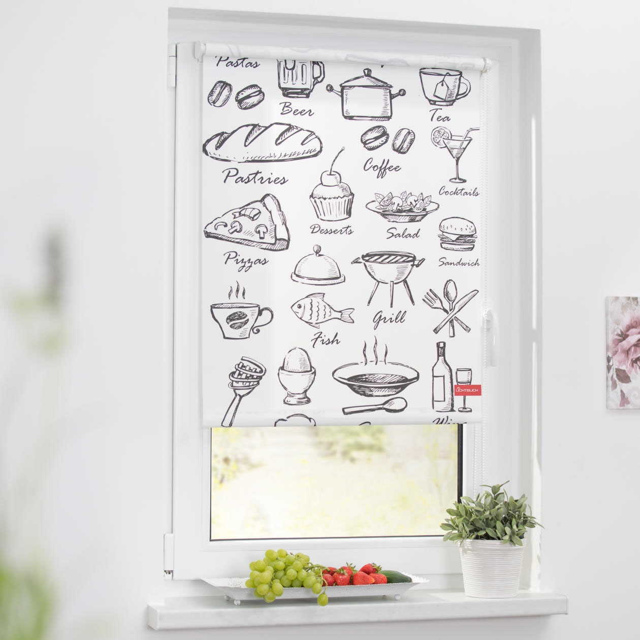 Image of LICHTBLICK ORIGINAL Seitenzugrollo »Rollo Klemmfix, ohne Bohren, Verdunkelung, Menü - Schwarz Weiss«, verdunkelnd, Verdunkelung-energiesparend, freihängend bei Ackermann Versand Schweiz