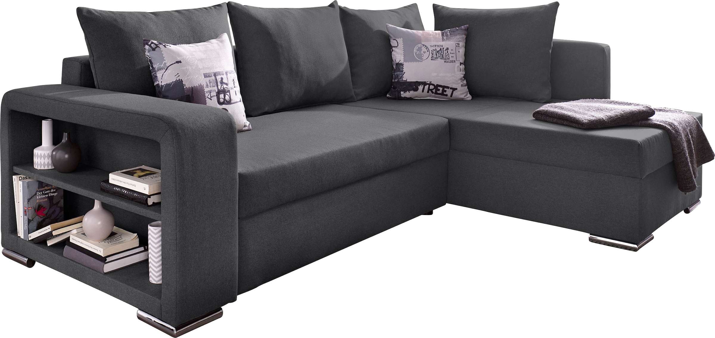 COLLECTION AB Ecksofa »John L-Form«, mit Bettfunktion, Bettkasten und integriertem Regal