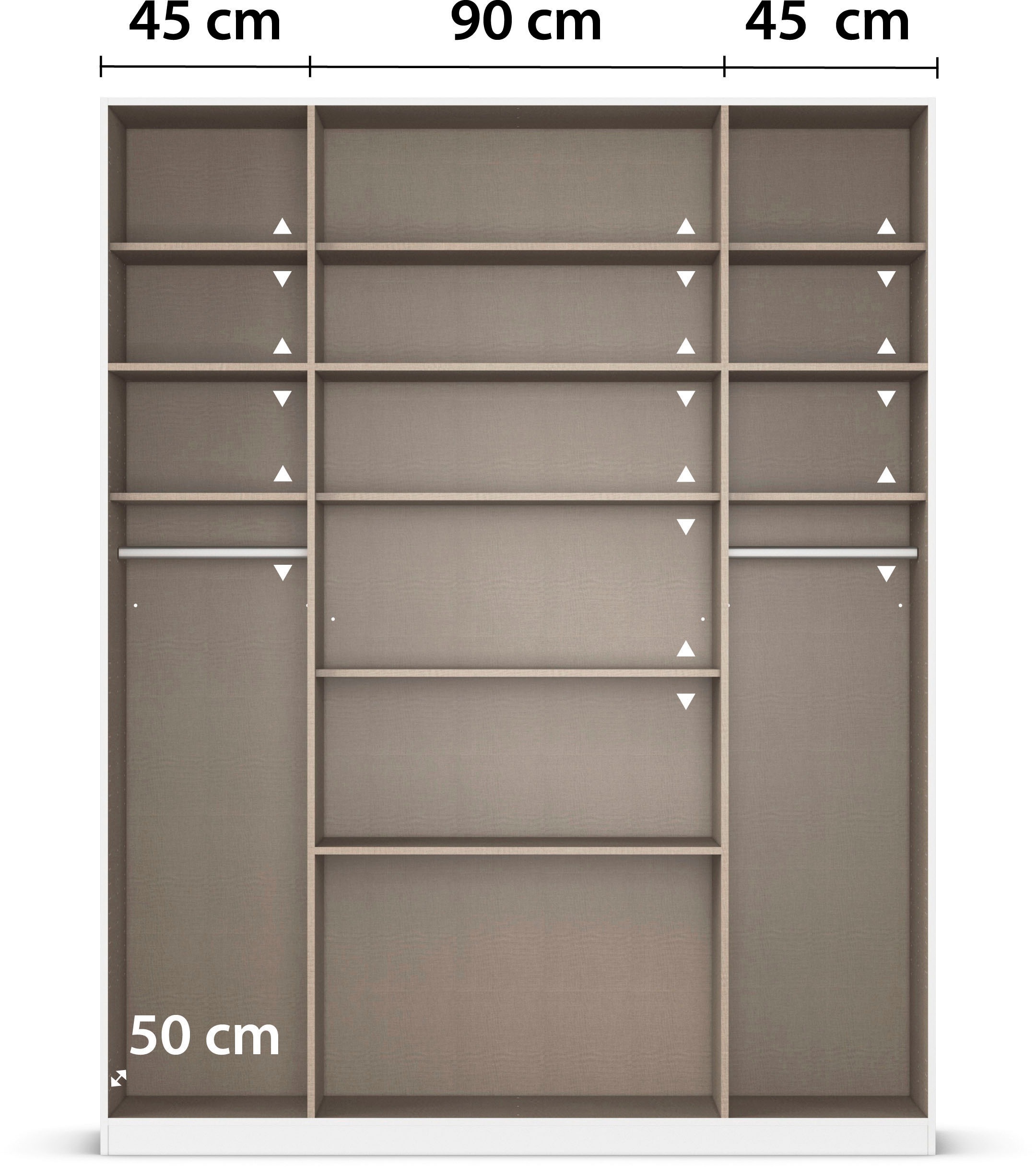 rauch Kleiderschrank »Schrank Drehtürenschrank Garderobe Ankleide Schlafzimmer HILDESHEIM« Breiten: 185/275 cm, Höhe 231 cm,  oberste Schublade mit praktischer Facheinteilung MADE IN GERMANY