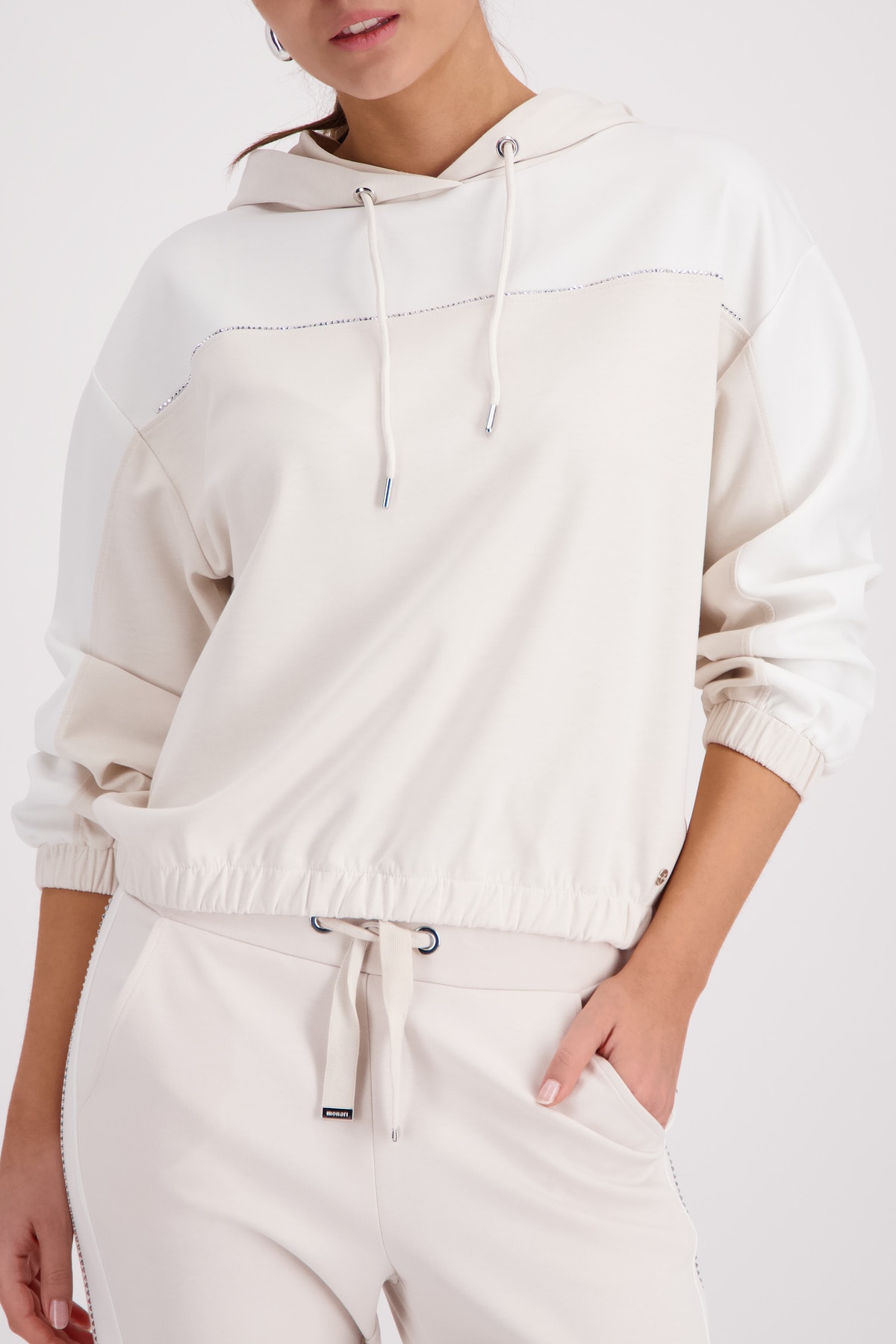 Image of Monari Kapuzensweatshirt "Sweatshirt Colorblock + Schmuck", Regular fit mit Kapuze