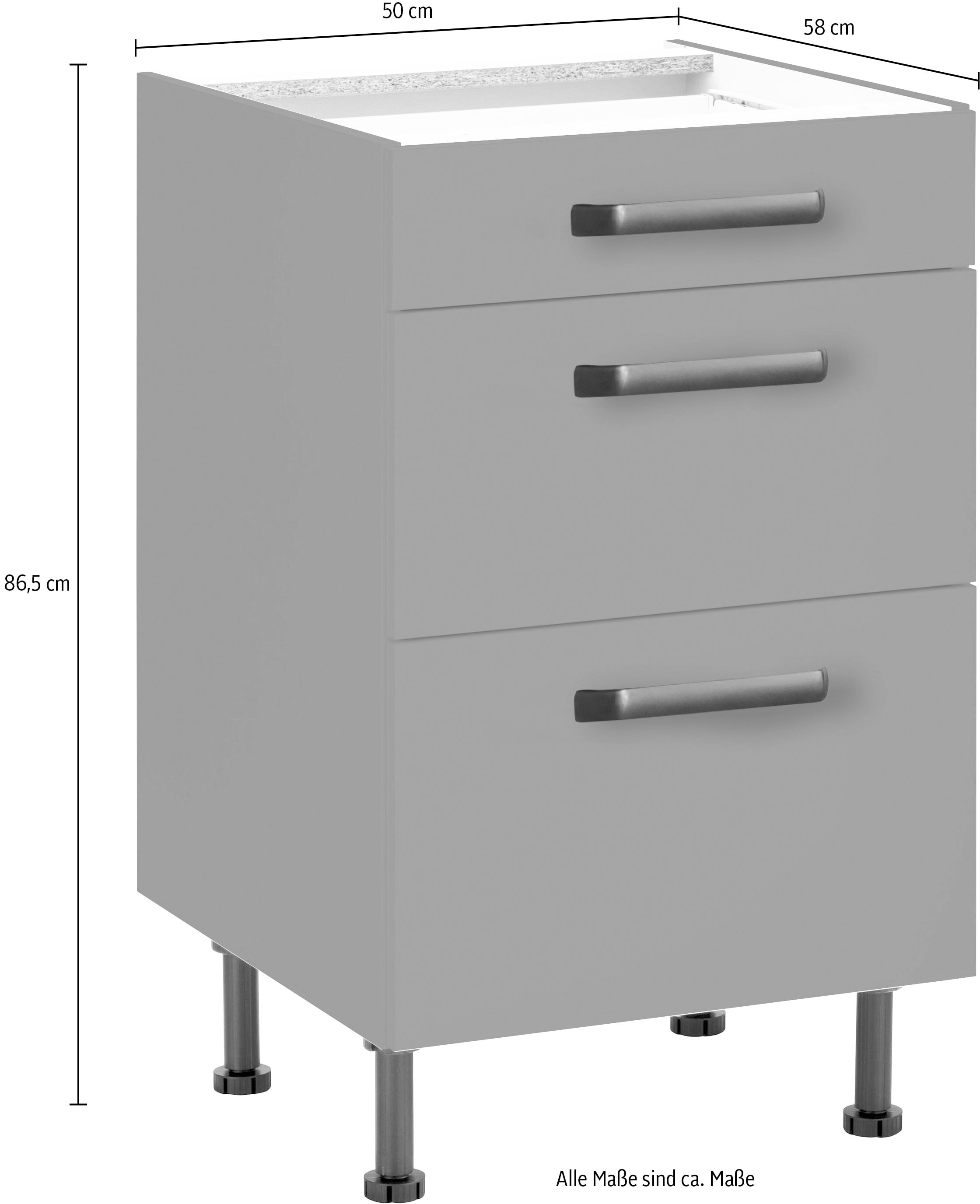 wiho Küchen Unterschrank »Simi«, Soft-Close-Funktion in Schubkästen und Auszügen, verstellbare Füsse