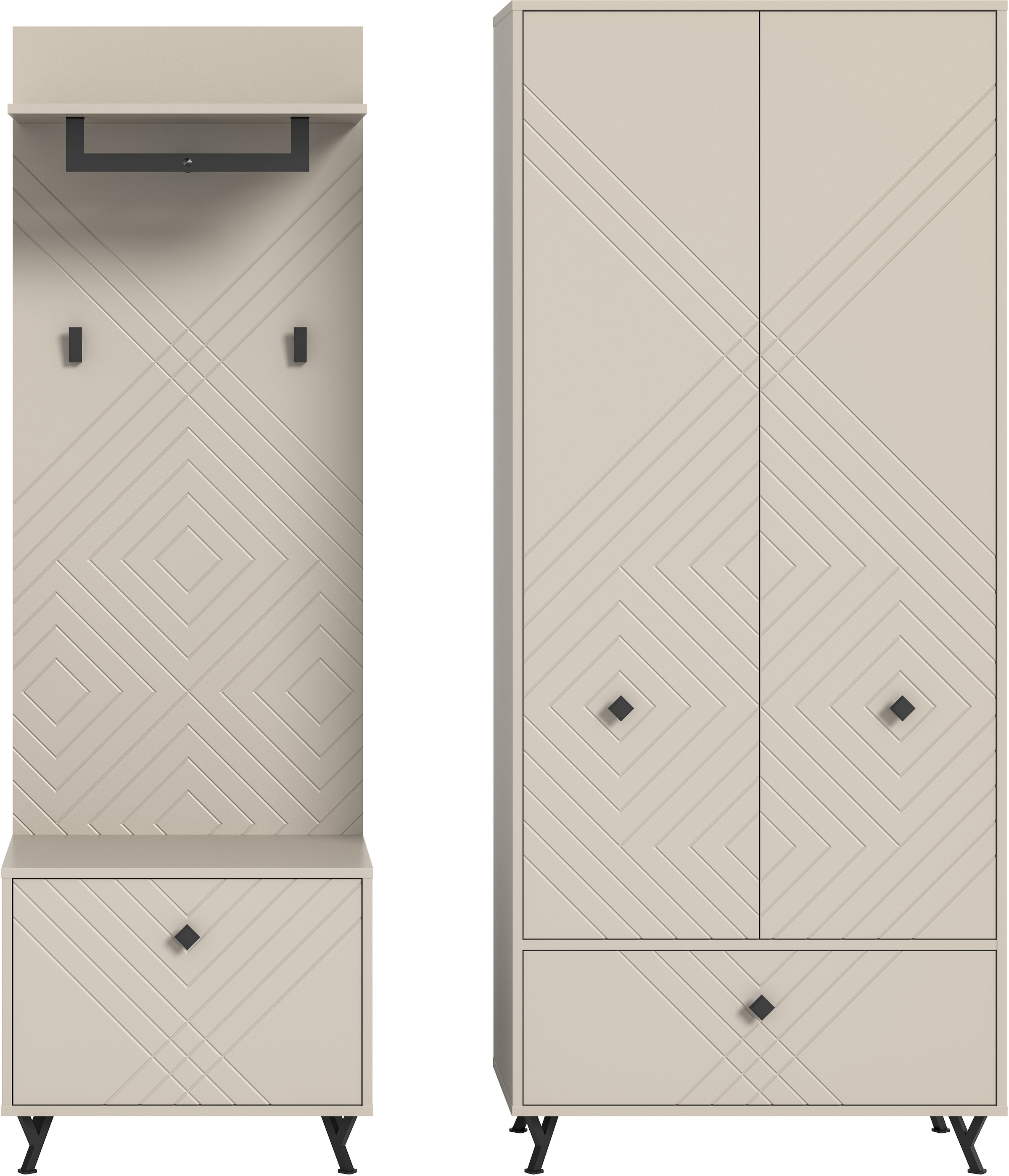 Home affaire Garderoben-Set »Mento, 3-teilig, Ornamentfräsung in der Front, bestehend aus:« Set, 3 Stk. tlg.