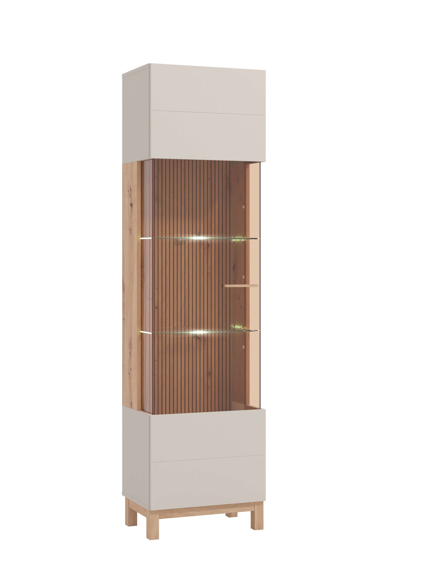 Home affaire Vitrine »Essex Vitrinenschrank, Glasschrank, Standvitrine, Highboard/Sideboard« 1 Tür, 4 Einlegeböden, 5 Fächer, Gesamtmasse (B/T/H): 51,5/35/191,5 cm