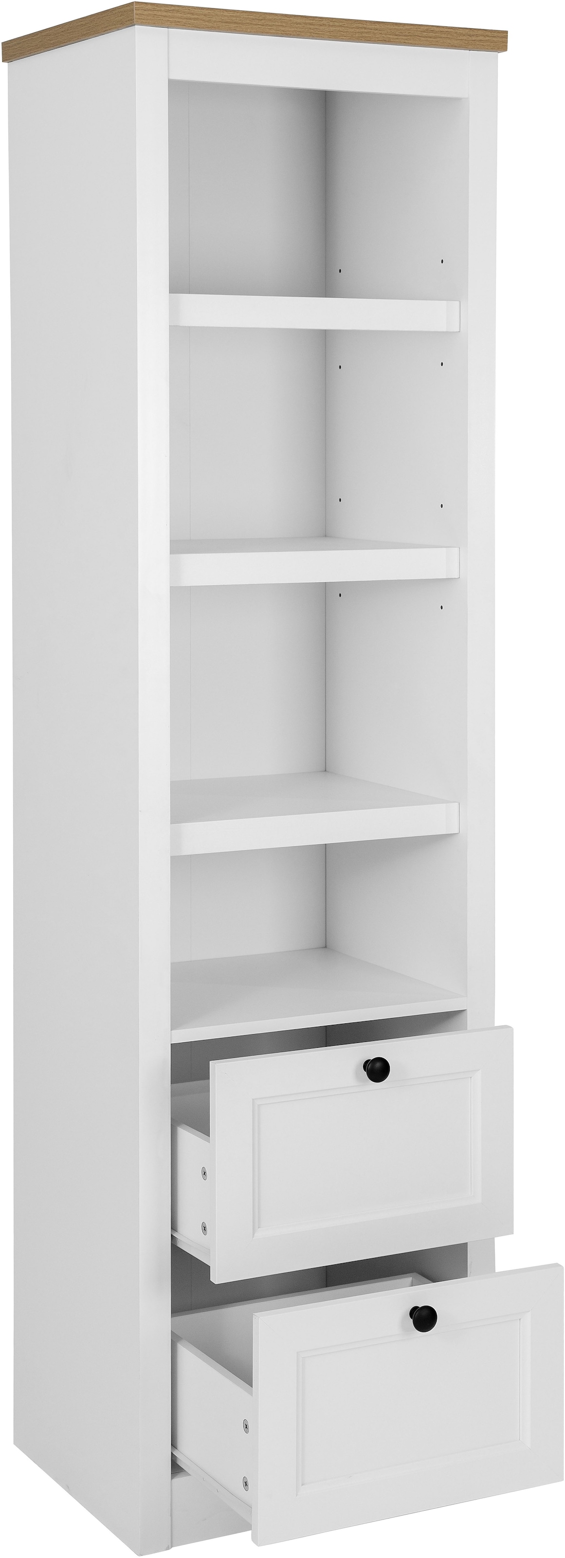 GOODproduct Vitrine »Rigny« aus MDF, mit Holz-Zierleiste, schwarzem Metallgriff