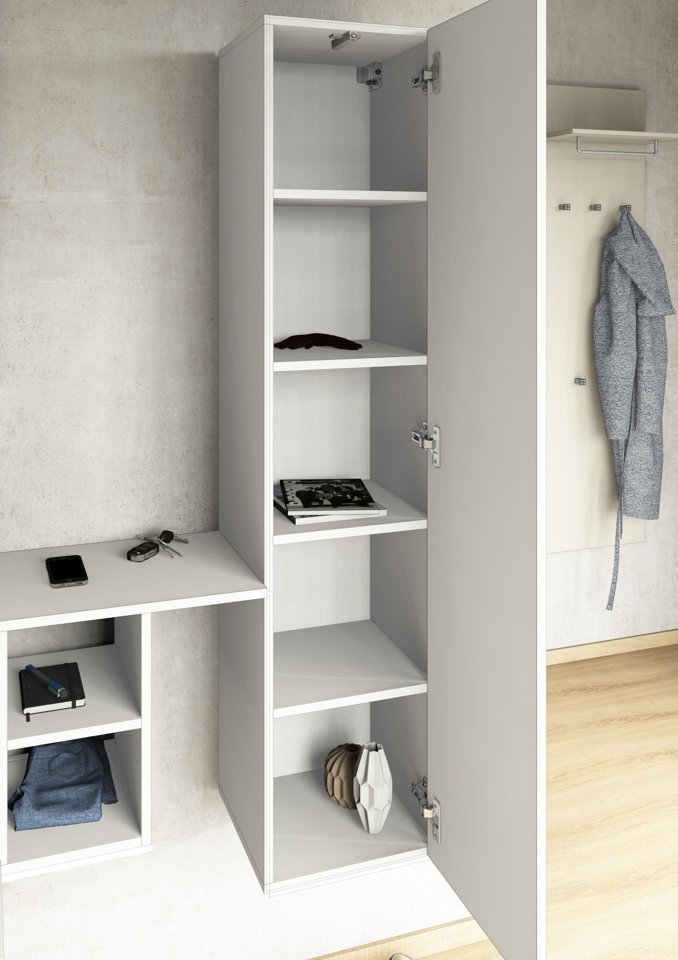 borchardt Möbel Ensemble de vestiaires »Toledo, moderne Garderobe mit Spiegel, Schminktisch mit Regalfächern« Ensemble complet, 