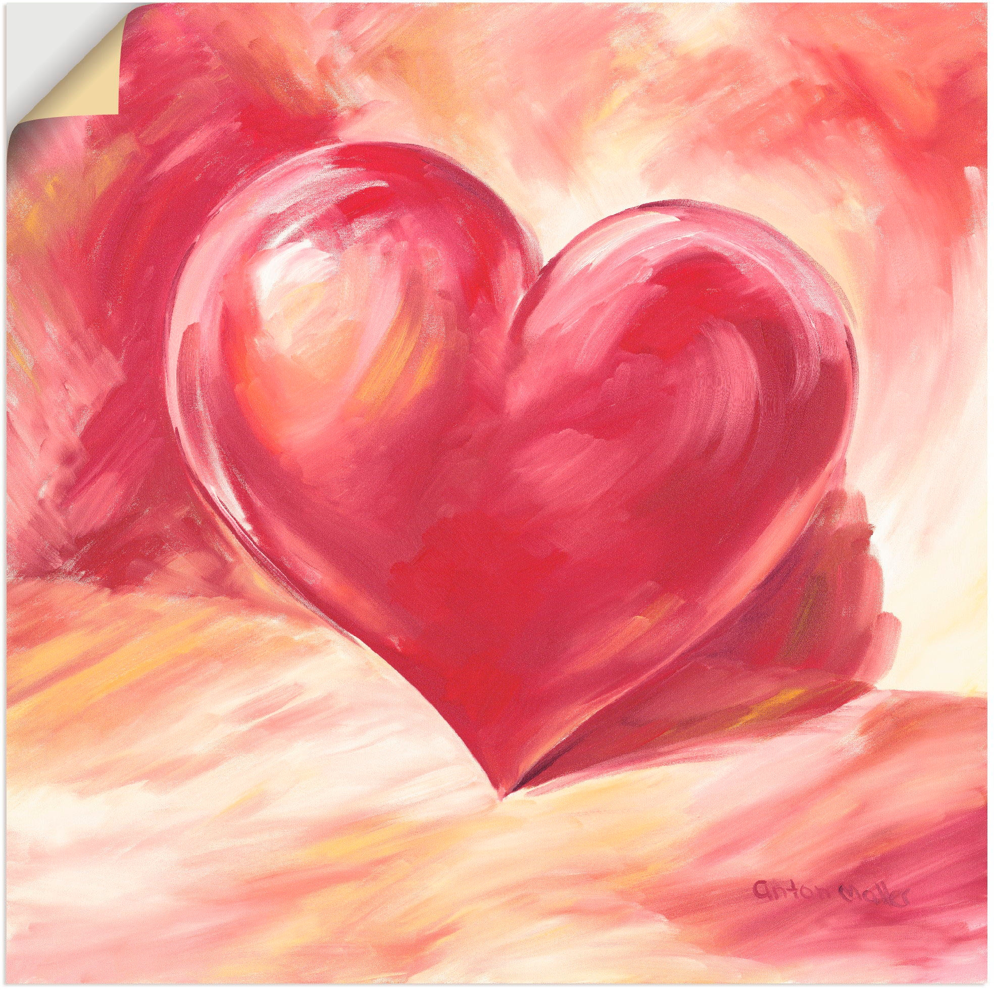 Artland Wandbild »Rosa/rotes Herz«, oder Alubild, Herzen, als Leinwandbild, kaufen in Poster Grössen St.), Wandaufkleber (1 versch
