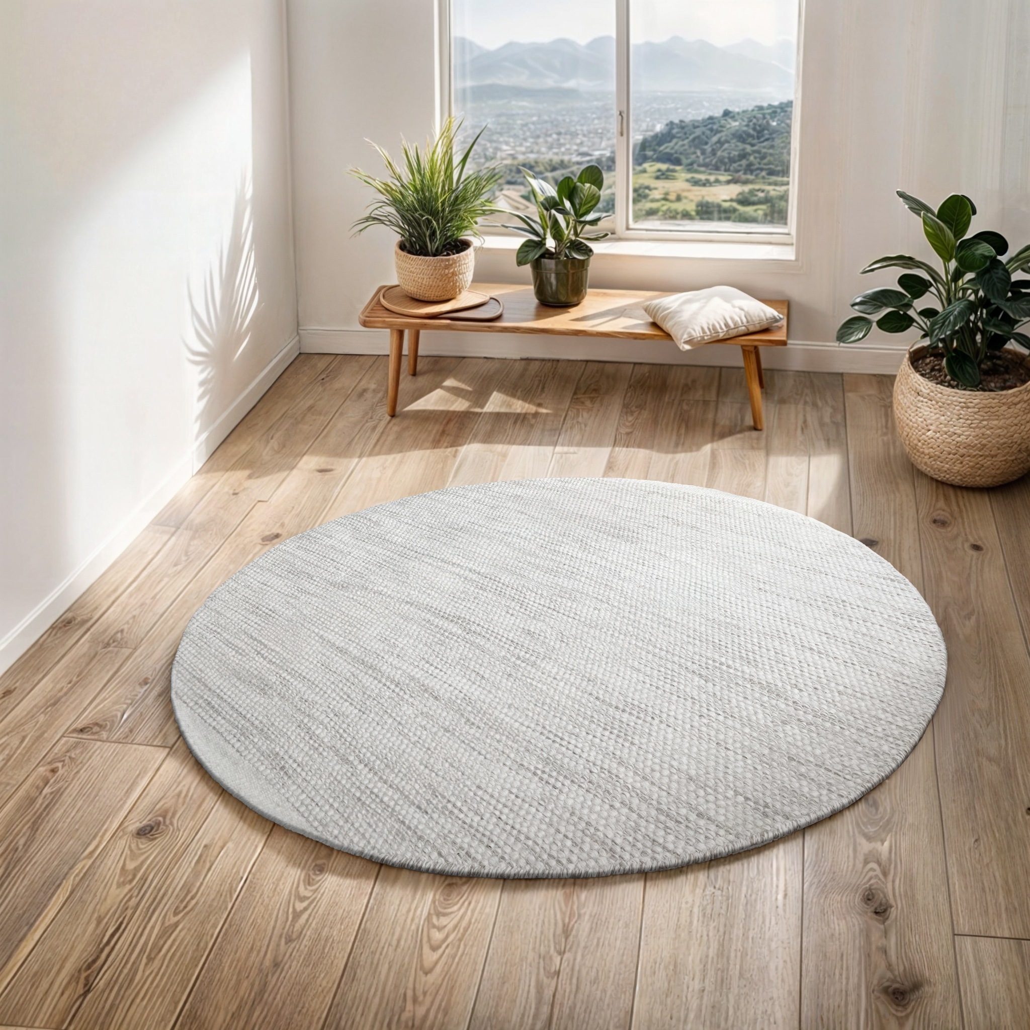 Image of Myflair Möbel & Accessoires Wollteppich "WOOLY DREAM" rund 10 mm Höhe handgewebter Wendeteppich, meliert, reine Wolle, Wohnzimmer