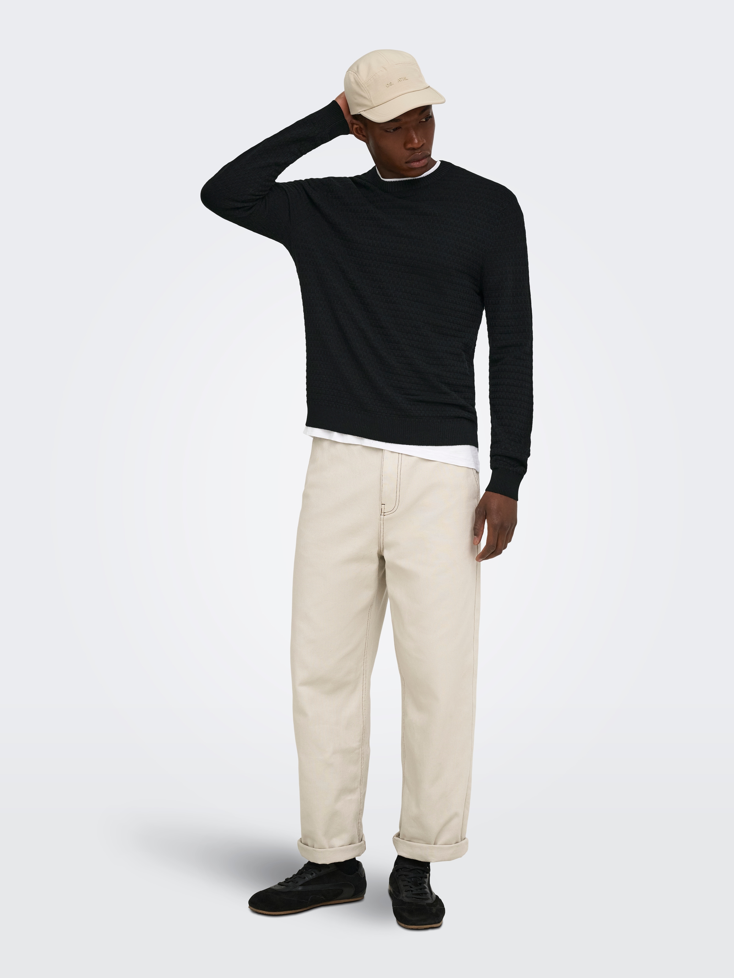 ONLY & SONS Rundhalspullover »ONSLOUI LS STRUCTURE CREW REG NOOS« Baumwollmischung, regular fit