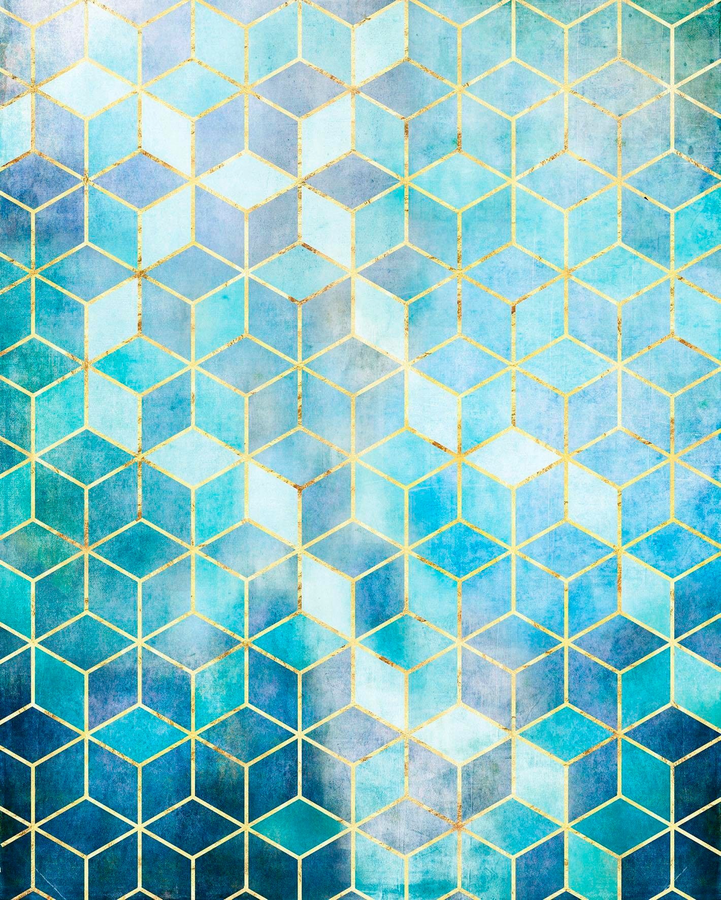 Image of Komar Vliestapete "Digitaldruck Vlies - Mosaik Azzuro - Grösse 200 x 250 cm" bedruckt glatt Wohnzimmer, Schlafzimmer