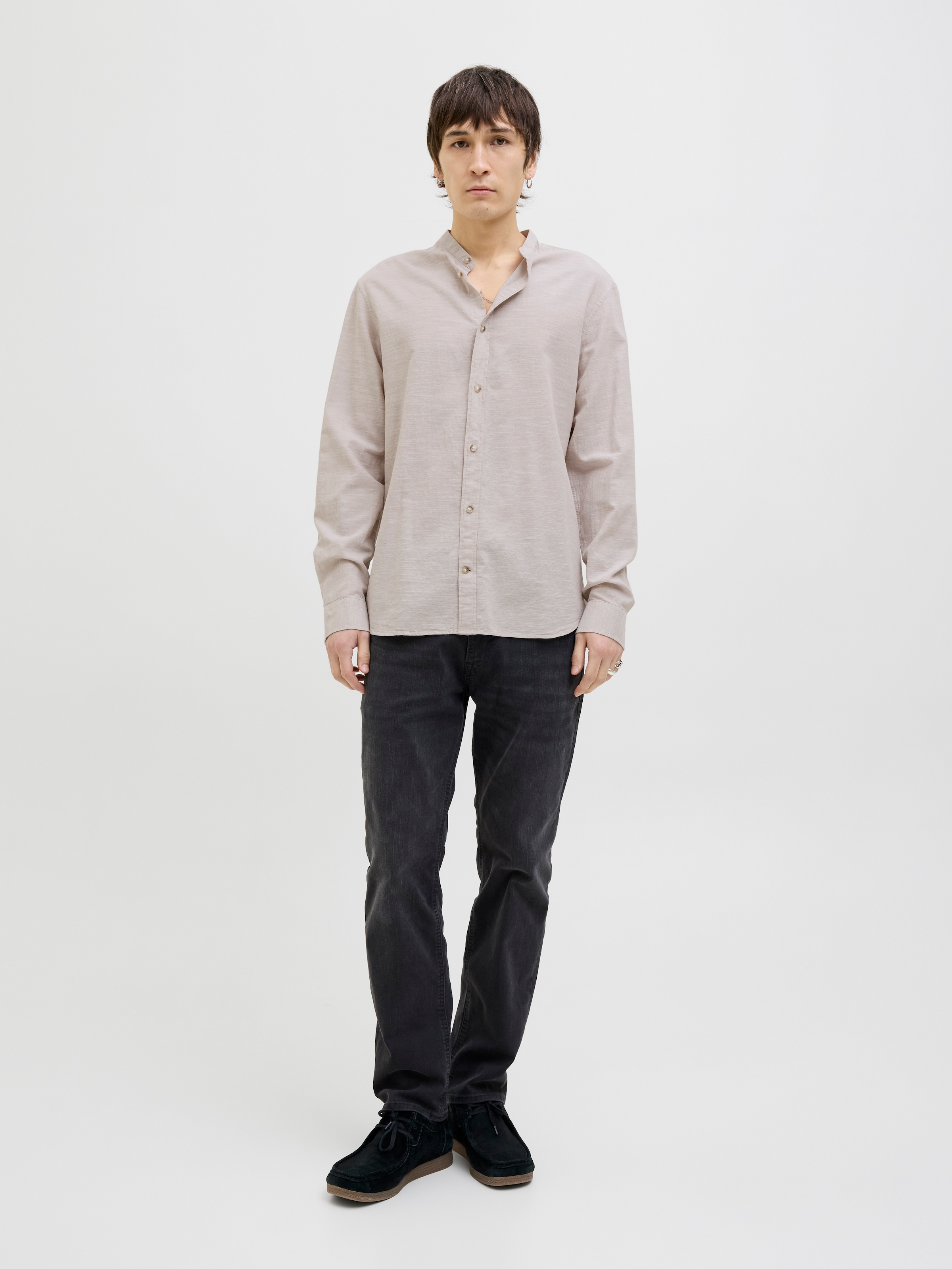 Jack & Jones Langarmhemd »JJESUMMER BAND SHIRT LS SN«, mit Bandkragen