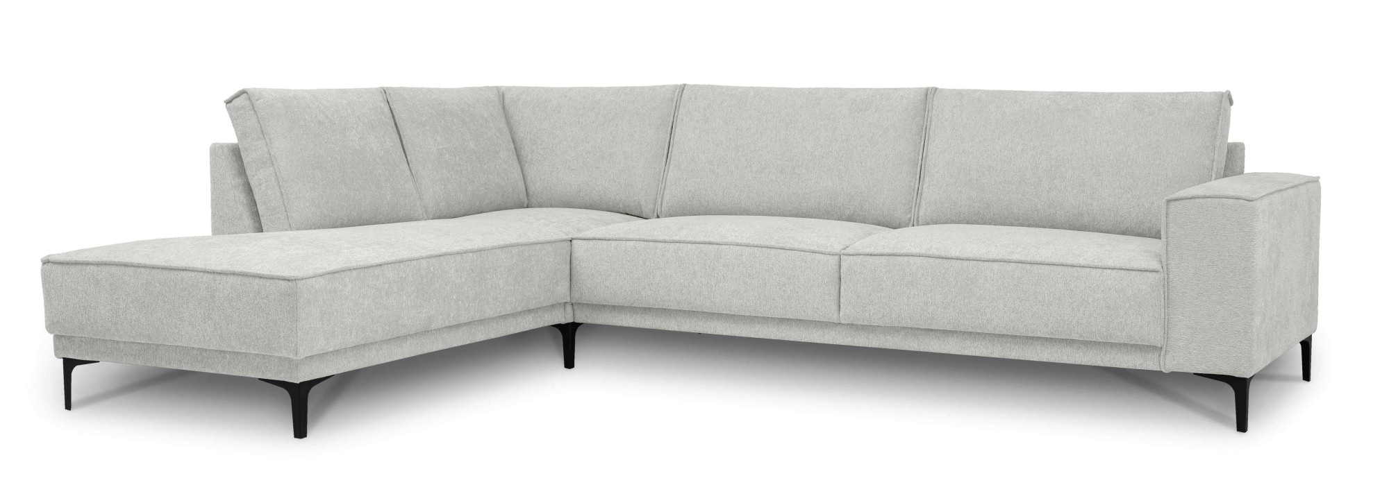 Places of Style Ecksofa »Polsterecke Oland, Struktur, Flachgewebe, Luxus-Microfaser, Boucle«, L-Form, 289 cm, Wellenunterfederung, Skandi-Design, Metallfüsse