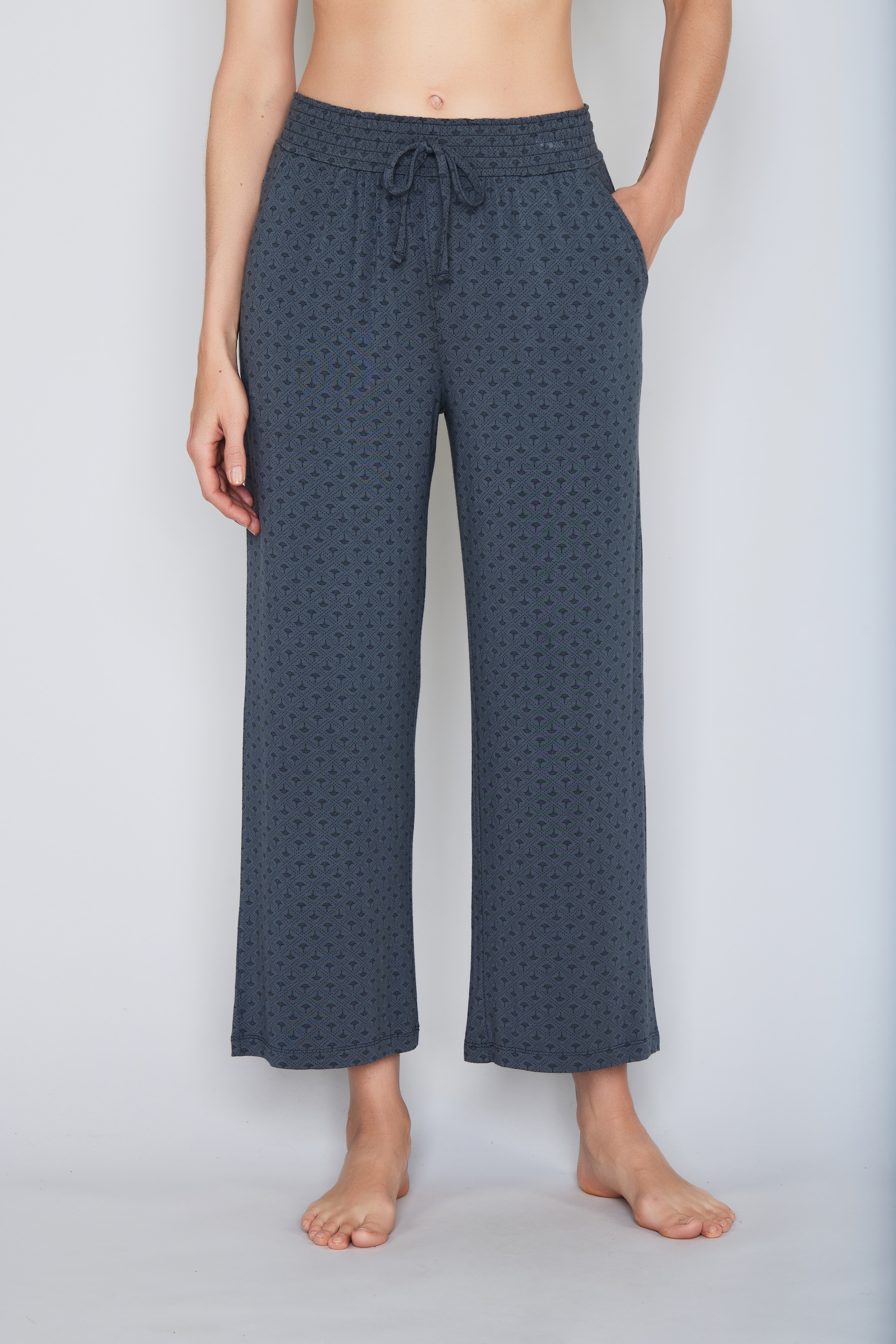 Image of JOOP Pyjamahose "Luxe" Cornflower-Design, Tunnelzugbund, Eingrifftaschen