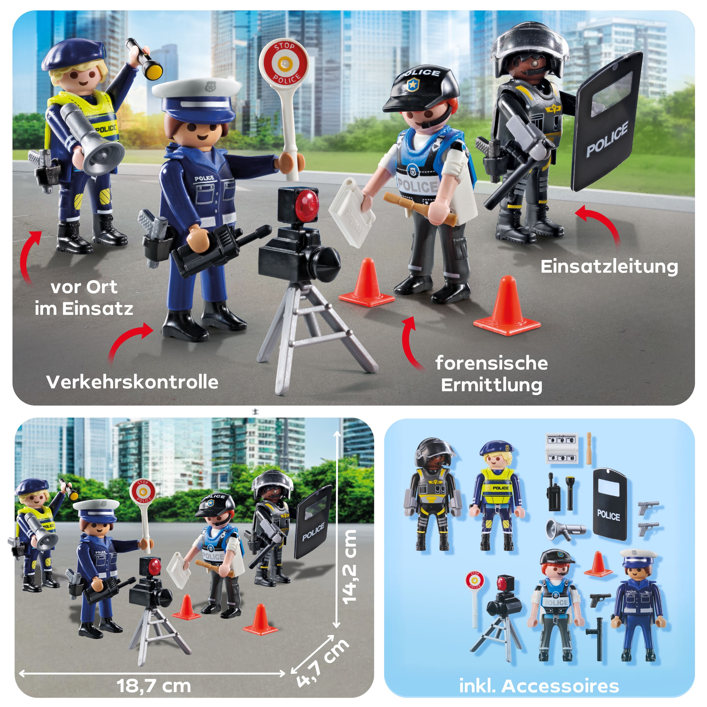 Playmobil® Konstruktions-Spielset »Figurenset Polizei (71730), Playmobil Action Heroes« Made in Europe
