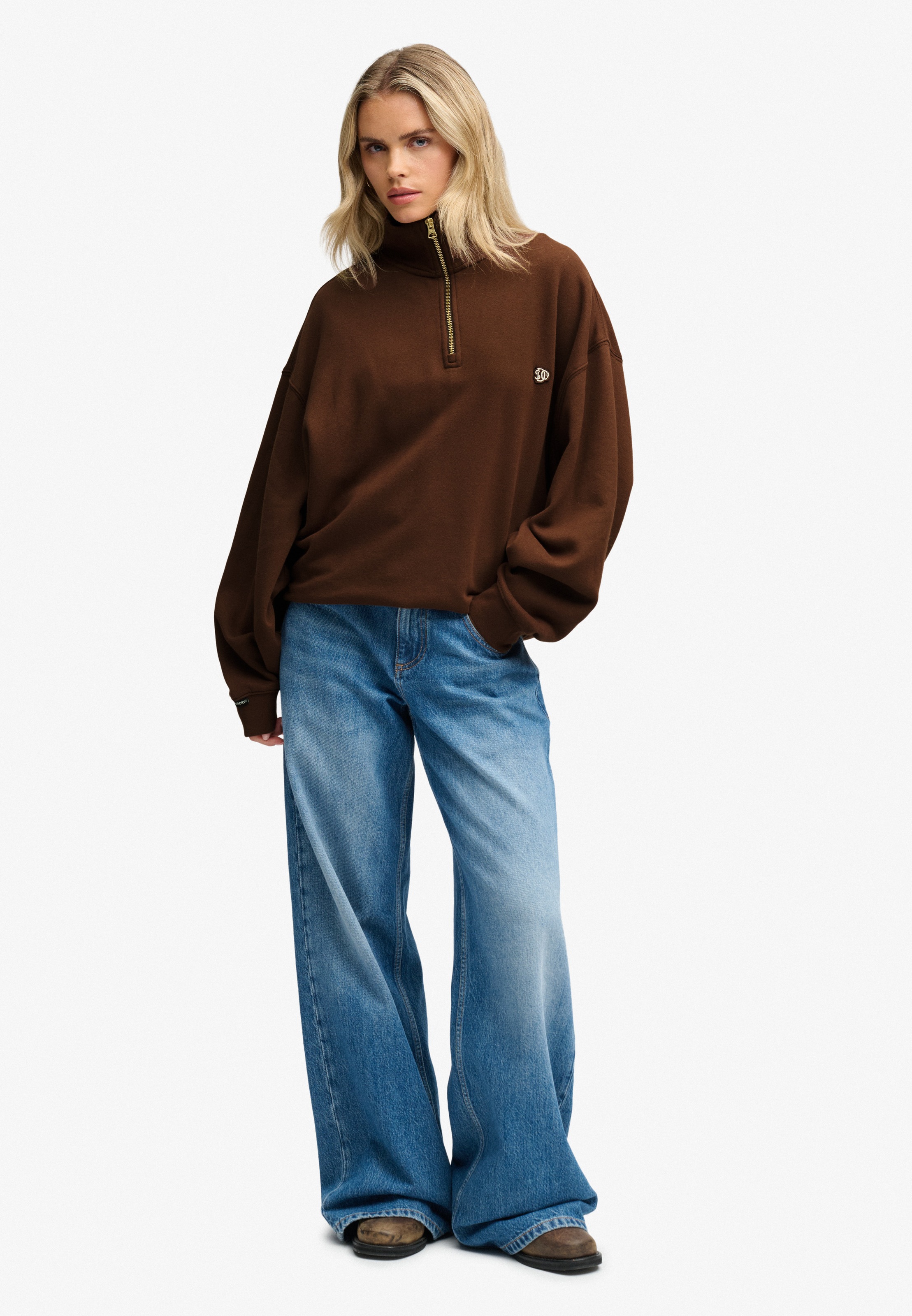 Superdry Sweatshirt »MONOGRAM HALF ZIP SWEAT«, Baumwollmischung, relaxed fit
