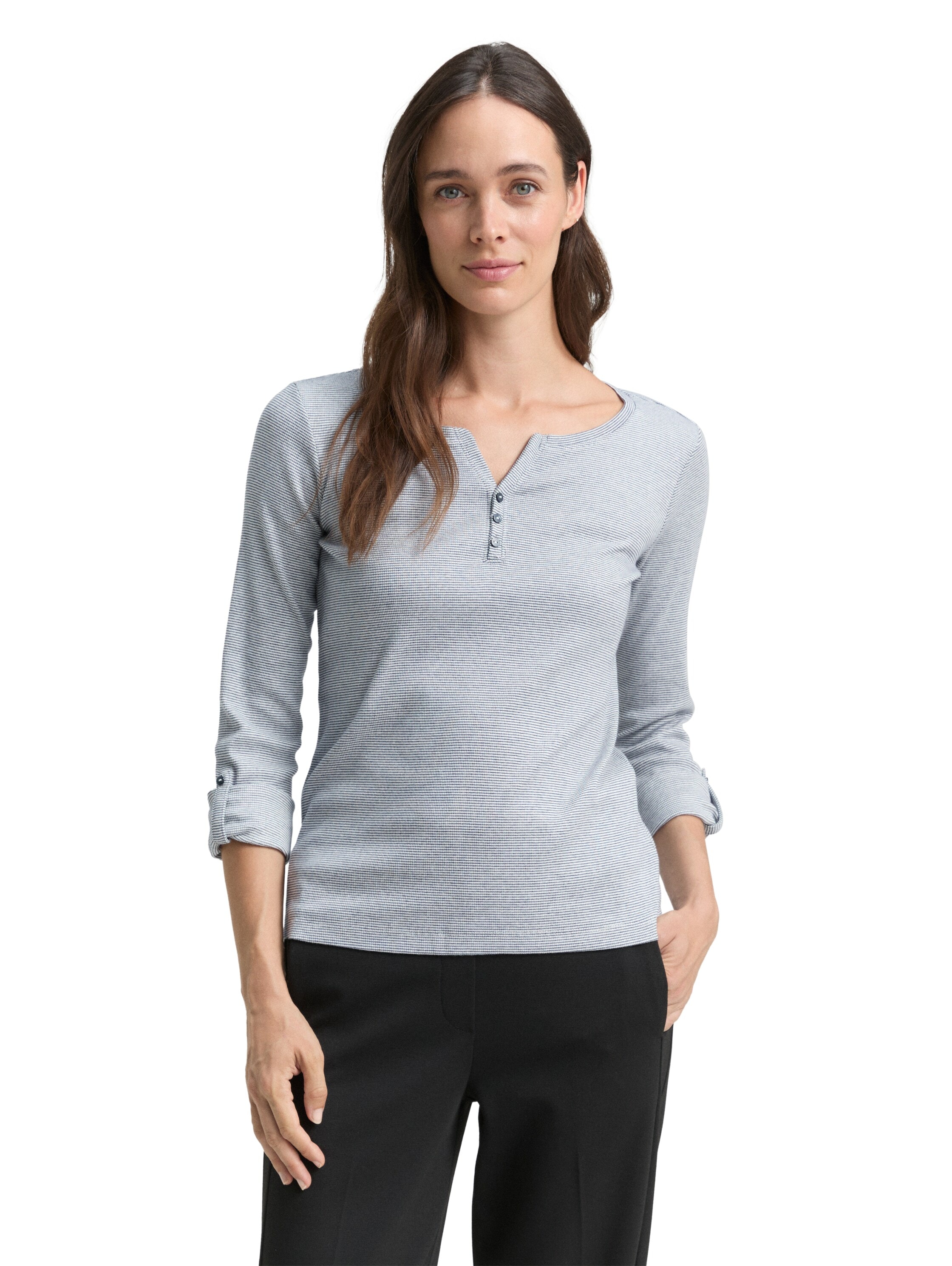 Image of TOM TAILOR Langarmshirt mit Henley-Ausschnitt