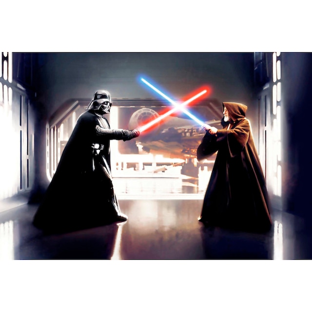 ✌ Komar Vliestapete »Star Wars Vader vs. Kenobi«, 300x200 cm (Breite x Höhe),  Vliestapete, 100 cm Bahnbreite Acheter en ligne