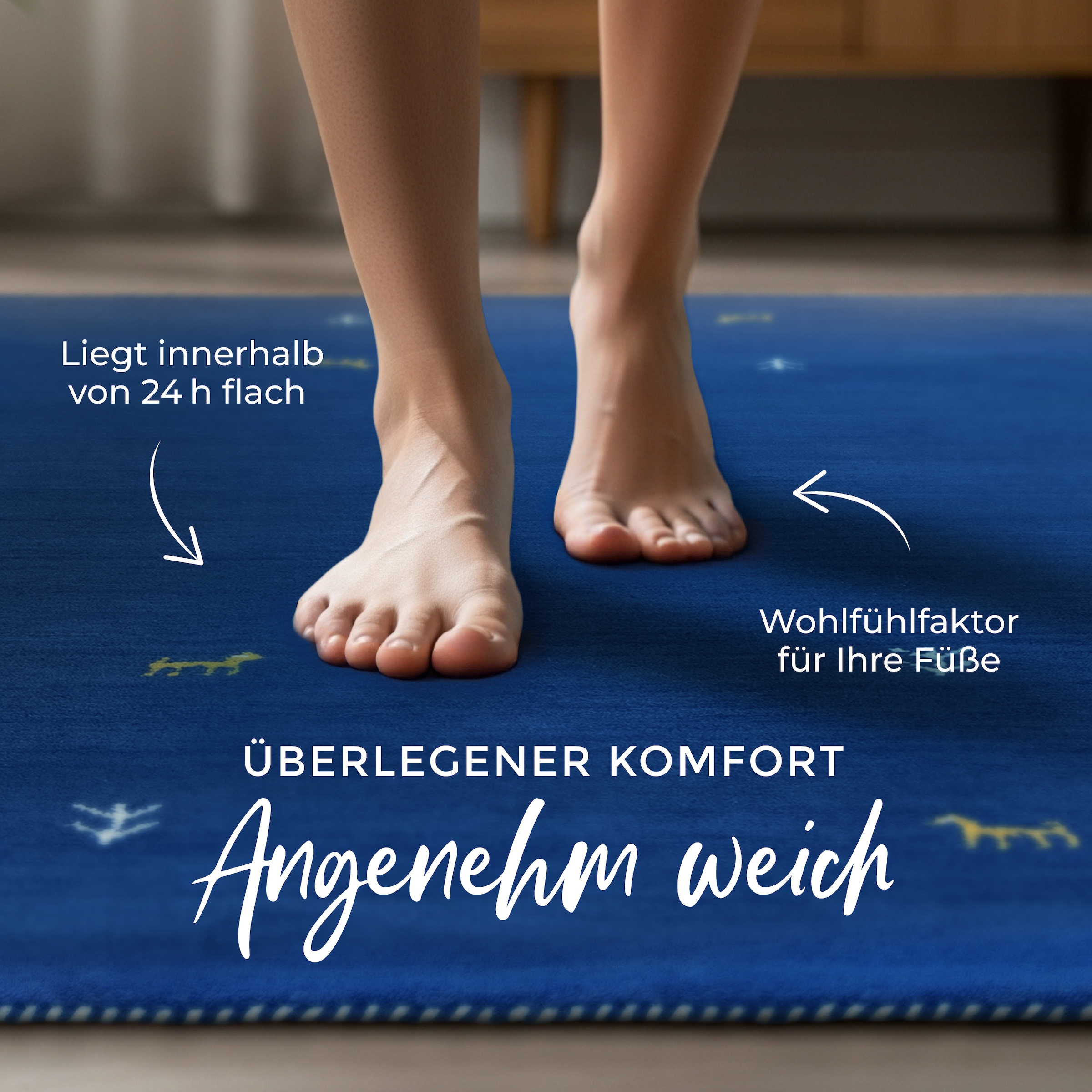 carpetfine Wollteppich »Gabbeh-Uni« quadratisch 15 mm Höhe reine Wolle, handgewebt, Gabbeh Loom Tiermotiv, Sonderform Quadrat