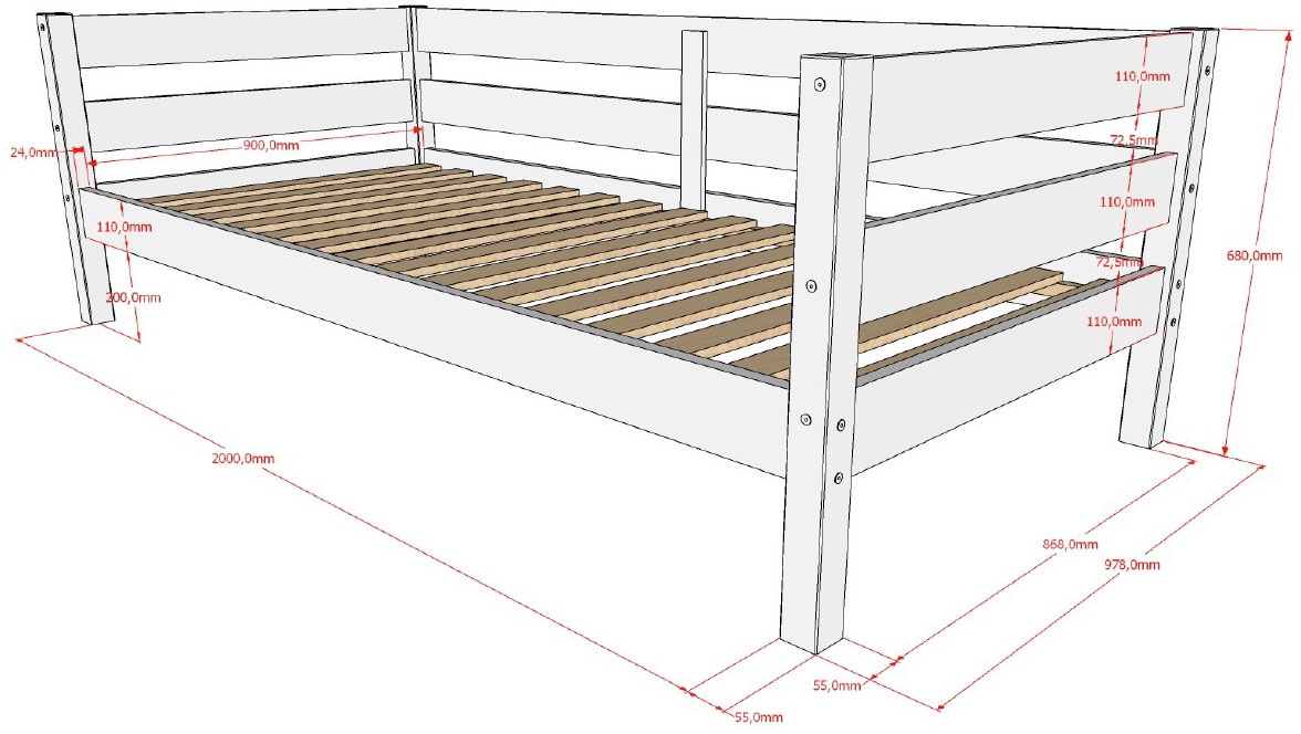 Vipack Lit de jour »Margrit, mit zeitlosem Design universell einsetzbar« Surface de couchage 90 x 200 cm, incluant sommier à lattes roulantes et conversion latérale,  lit en bois massif stable, disponible en 2 couleurs au choix