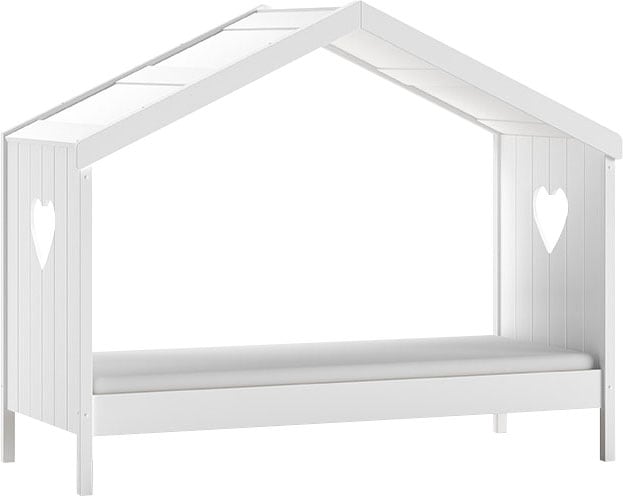 Vipack Hausbett »Amori, inkl. Dach, Rückseitig offen, mit Rolllattenrost« B/H/T ca. 213x171,7x98,7cm, verspielte Herz-Ausschnitte seitlich,  Liegefläche 90 x 200 cm, ein Highlight im Kinderzimmer, weiss lackiert