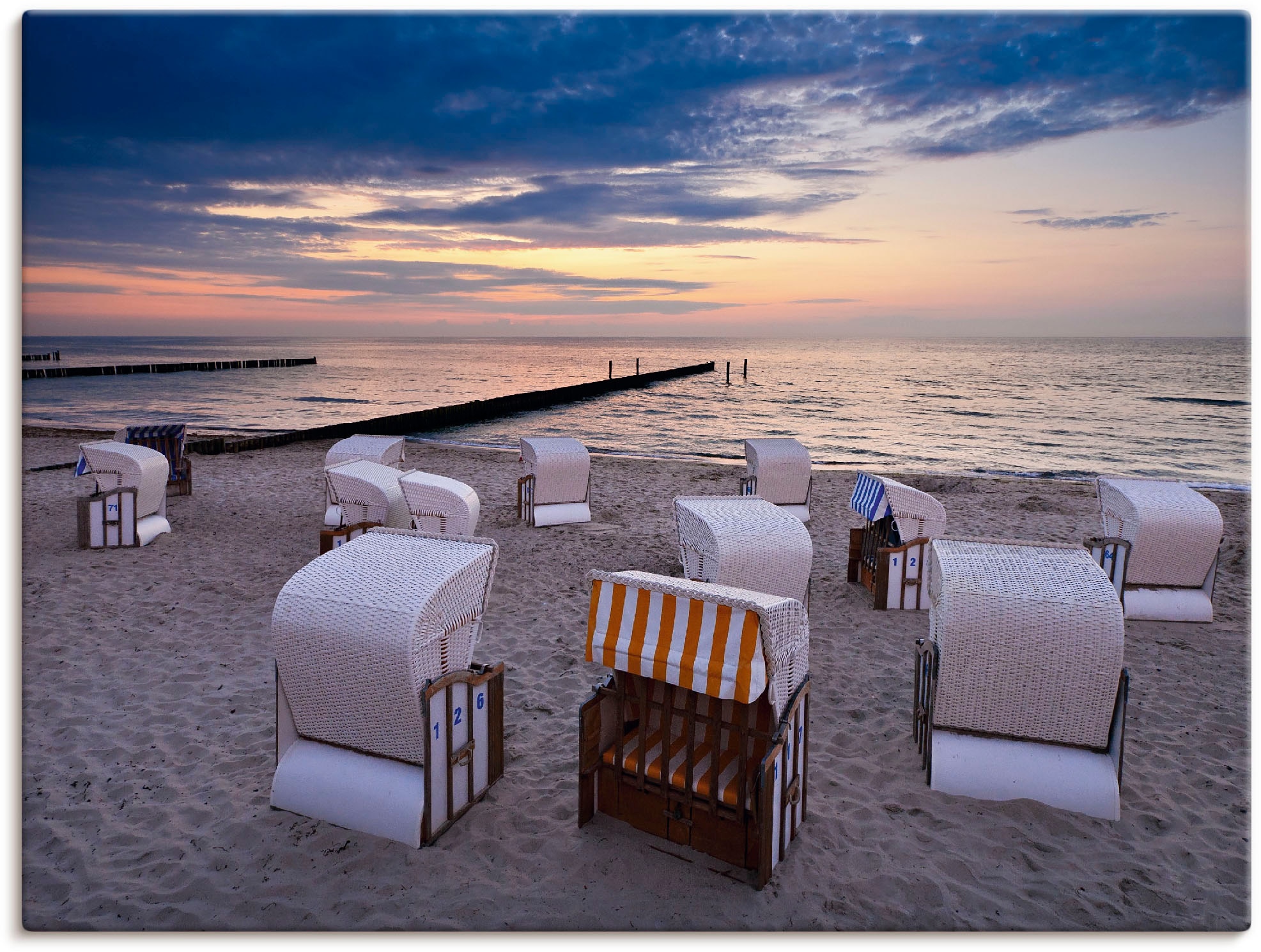 Image of Artland Leinwandbild "Strandkörbe an der Ostsee" Strand 1 Stk. tlg. auf Holzrahmen gespannt
