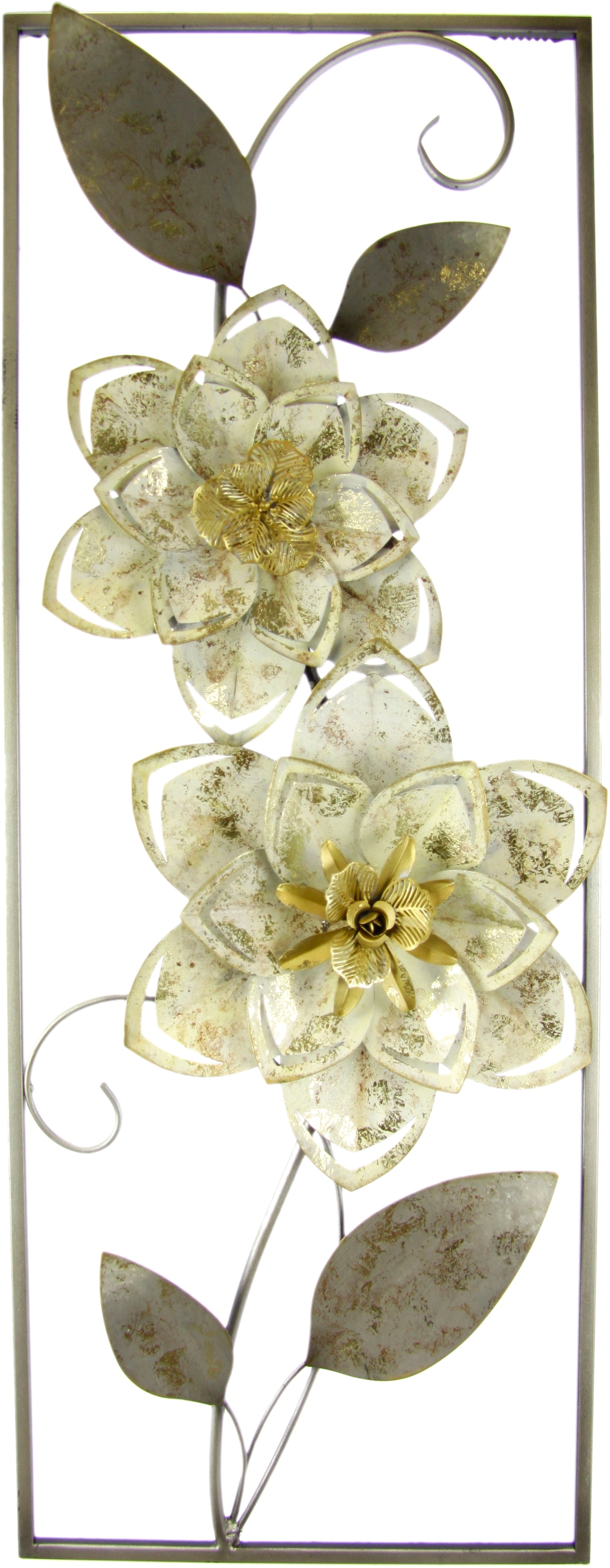 Image of I.GE.A. Bild "Metallbild Blumen Blätter Blume Wanddeko Wandskulptur Bild 3D Blüten" 1 Stk. tlg. Skulptur Wanddeko Deko Terrassendeko Wandrelief Abstrakt