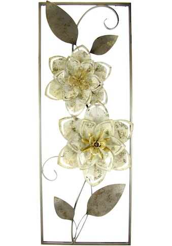 Bild »Metallbild Blumen Blätter Blume Wanddeko Wandskulptur Bild 3D Blüten«, (1 St.)