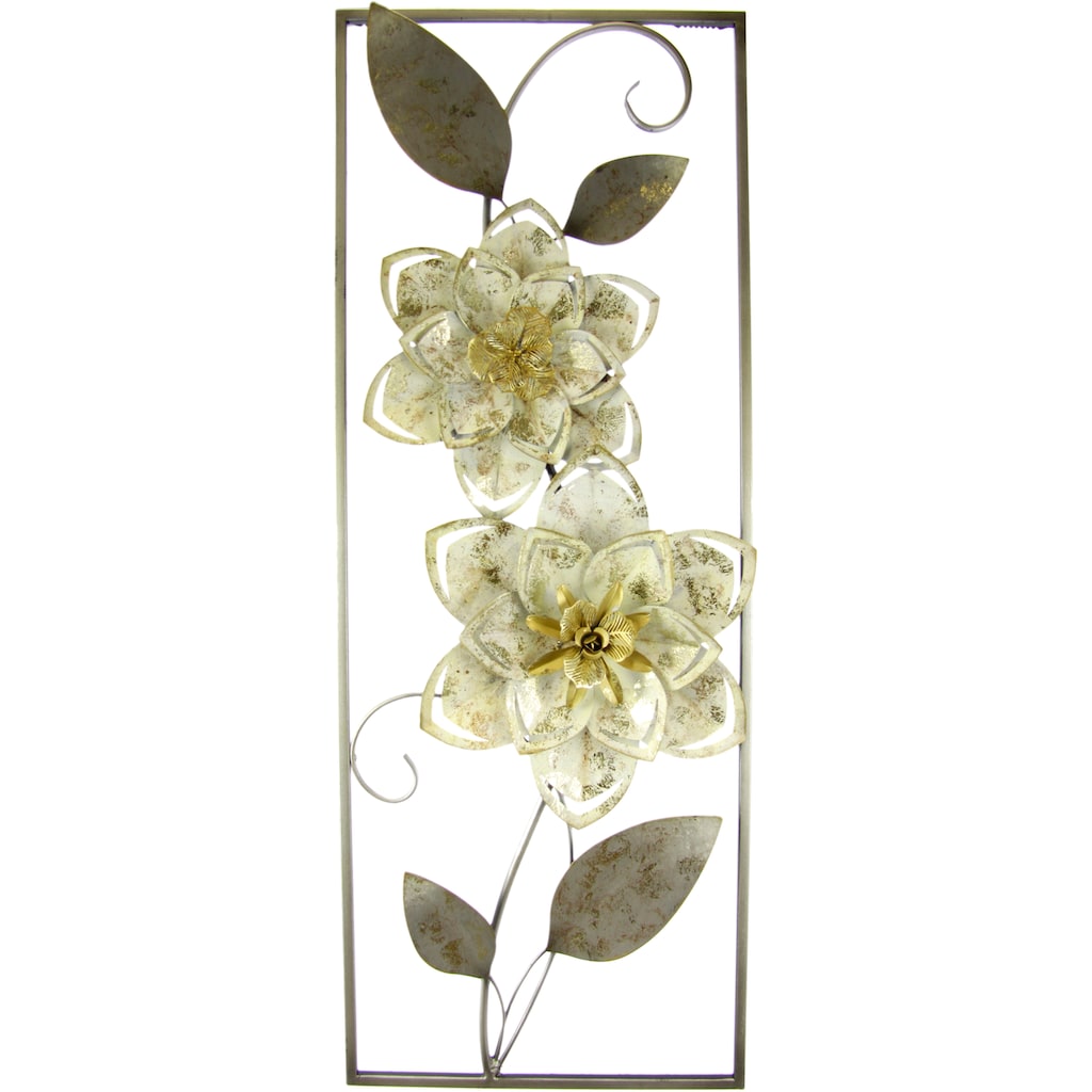 I.GE.A. Bild »Metallbild Blumen Blätter Blume Wanddeko Wandskulptur Bild 3D Blüten«, (1 St.)
