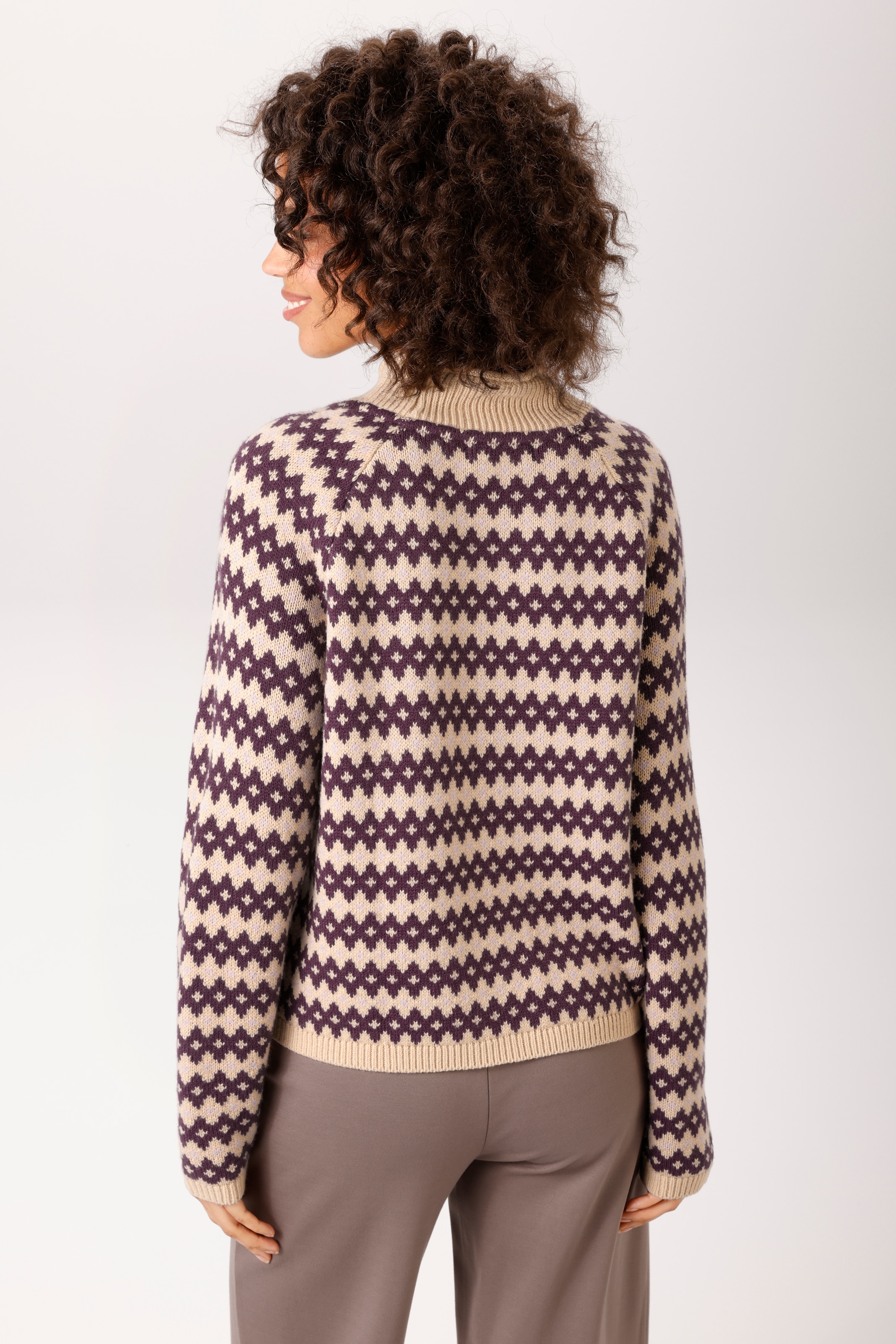 Aniston CASUAL Pull en tricot avec motif de losanges aux couleurs harmonieuses - NOUVELLE COLLECTION