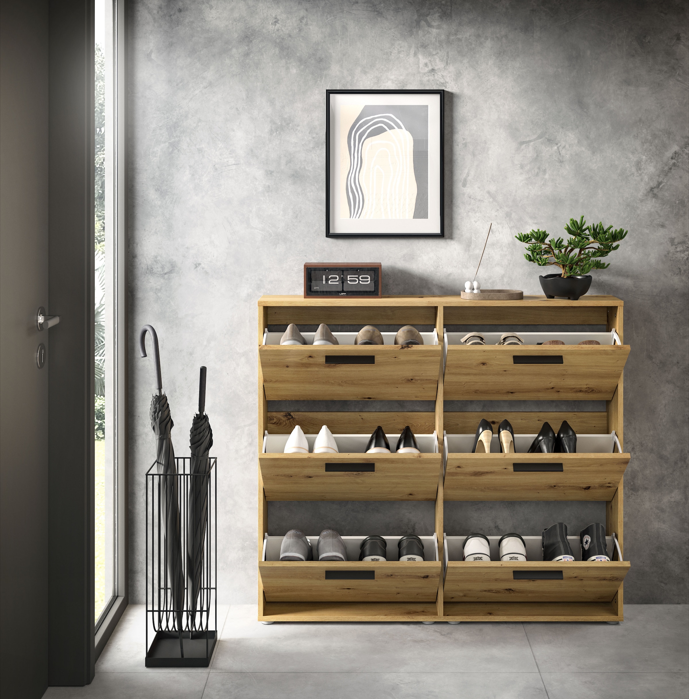 HBZ Schuhkommode »Sam Schuhkipper, Schuhschrank BxHxT 116x103x17 cm«, (1 St.), mit 6 Klappen